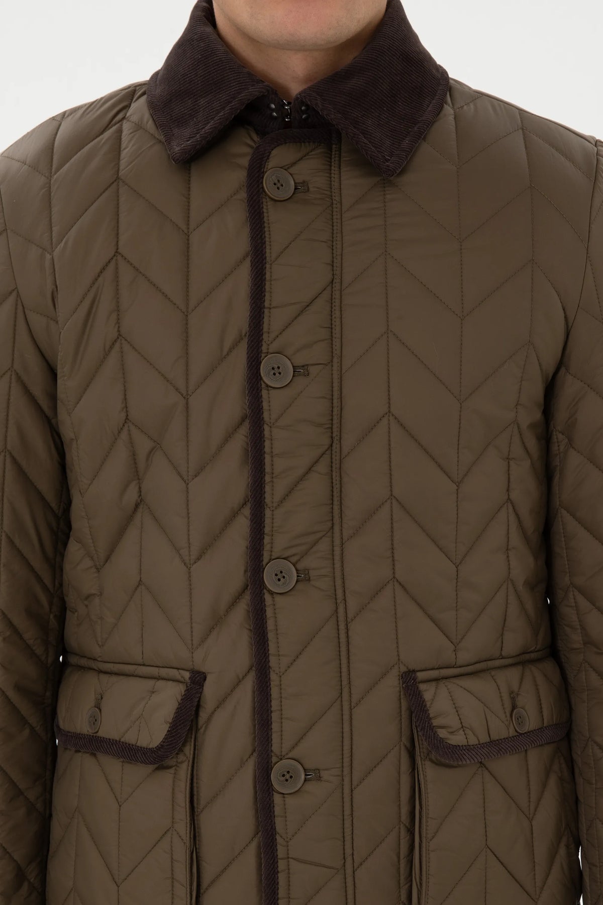U.S. Polo Assn. Khaki Men Khaki Chevron Quilted Faux Fur Collar Puffer Jacket SKU: G081SZ0MS0 2263158_VR027 Image 06