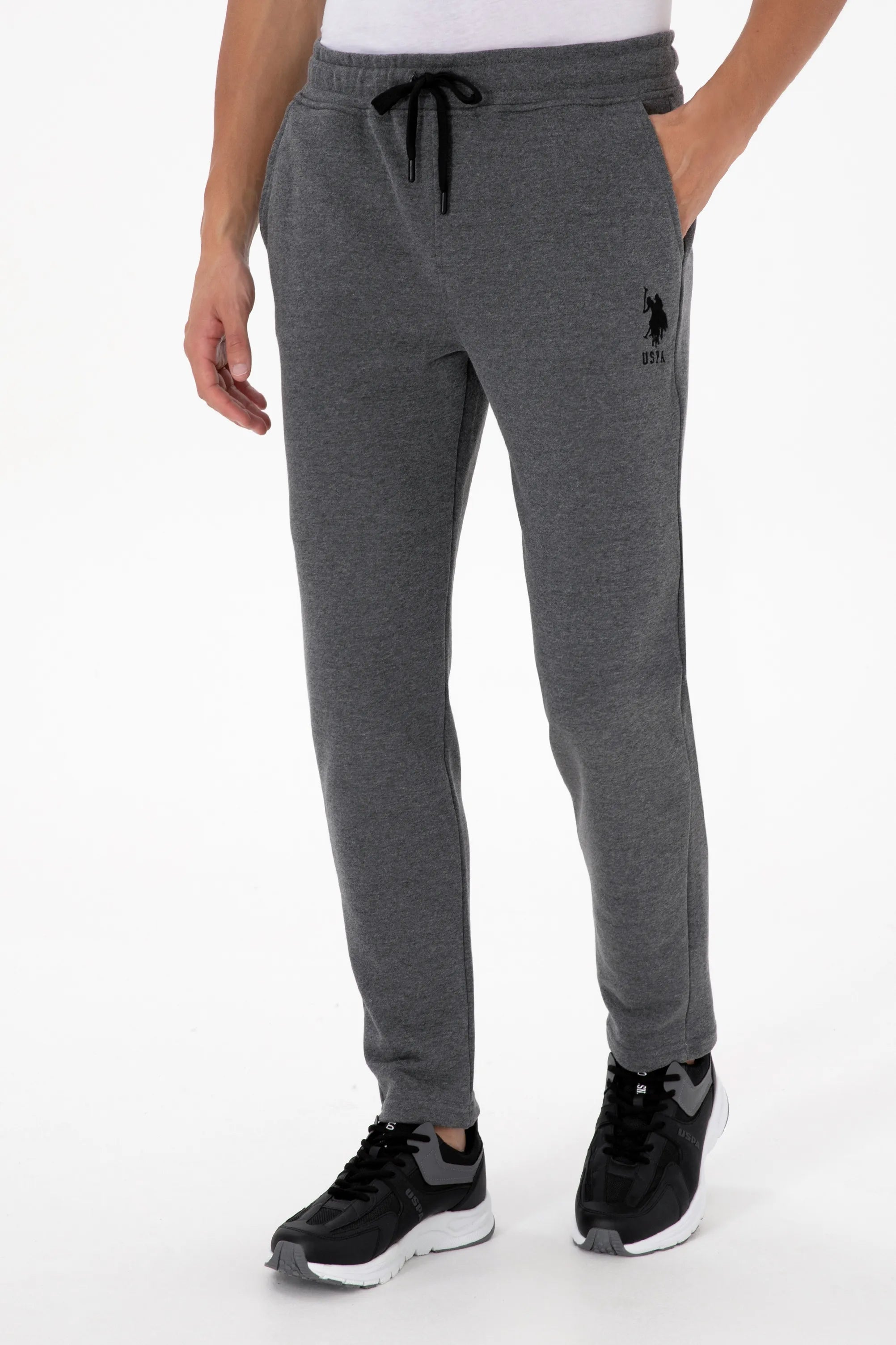 U.S. Polo Assn._Anthracite Mela_Anthracite Mela Sweatpants With Logo_G081SZ0OP0 2226923_VR081_02