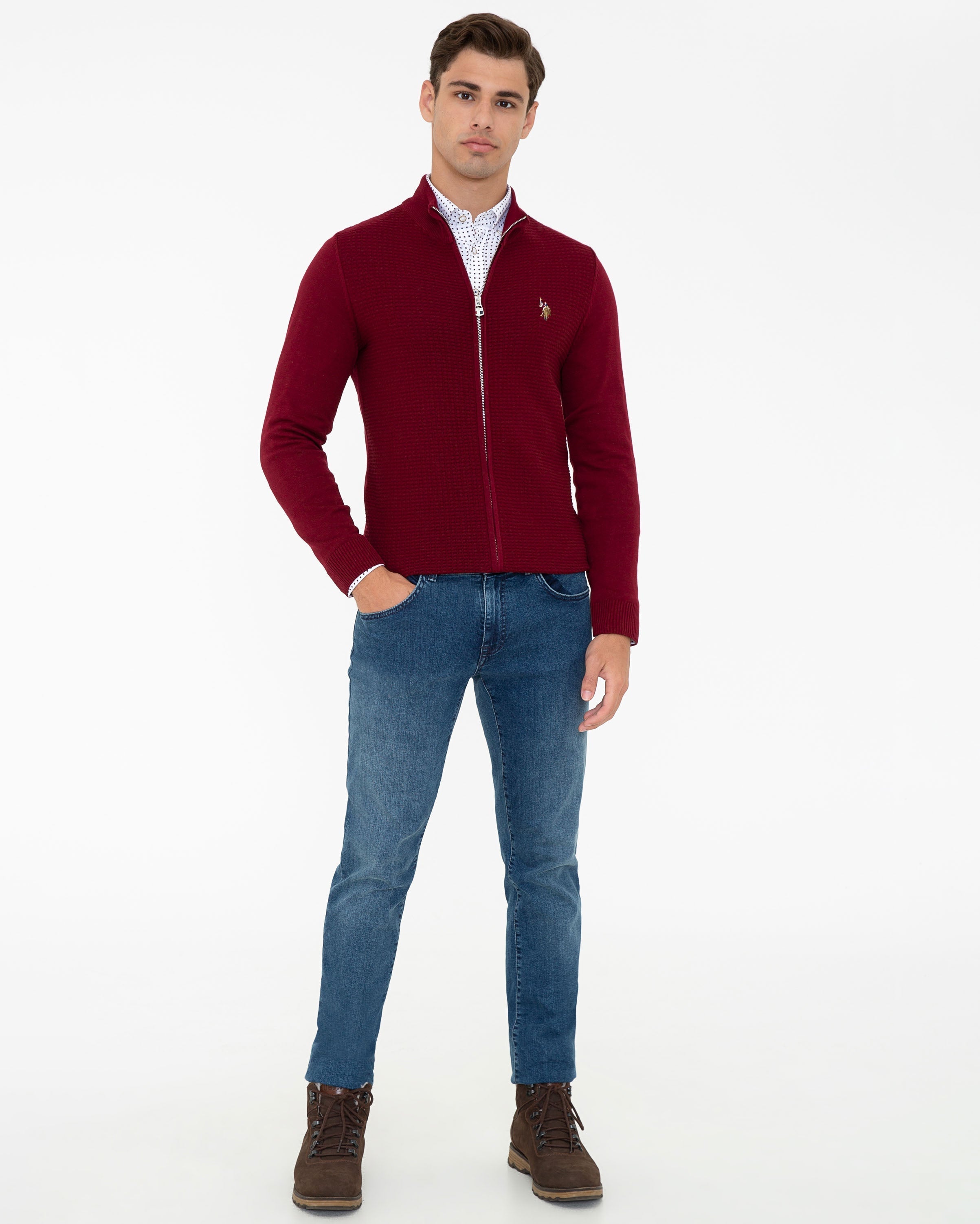Red Knitting Cardigan U.S. Polo Assn.