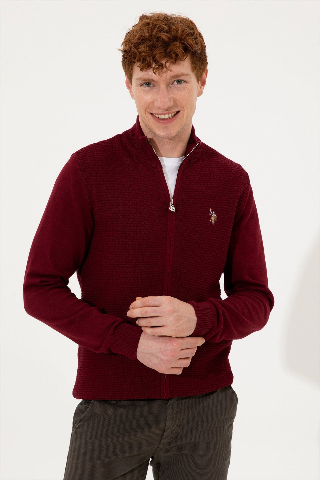 Red Knitting Cardigan U.S. Polo Assn.