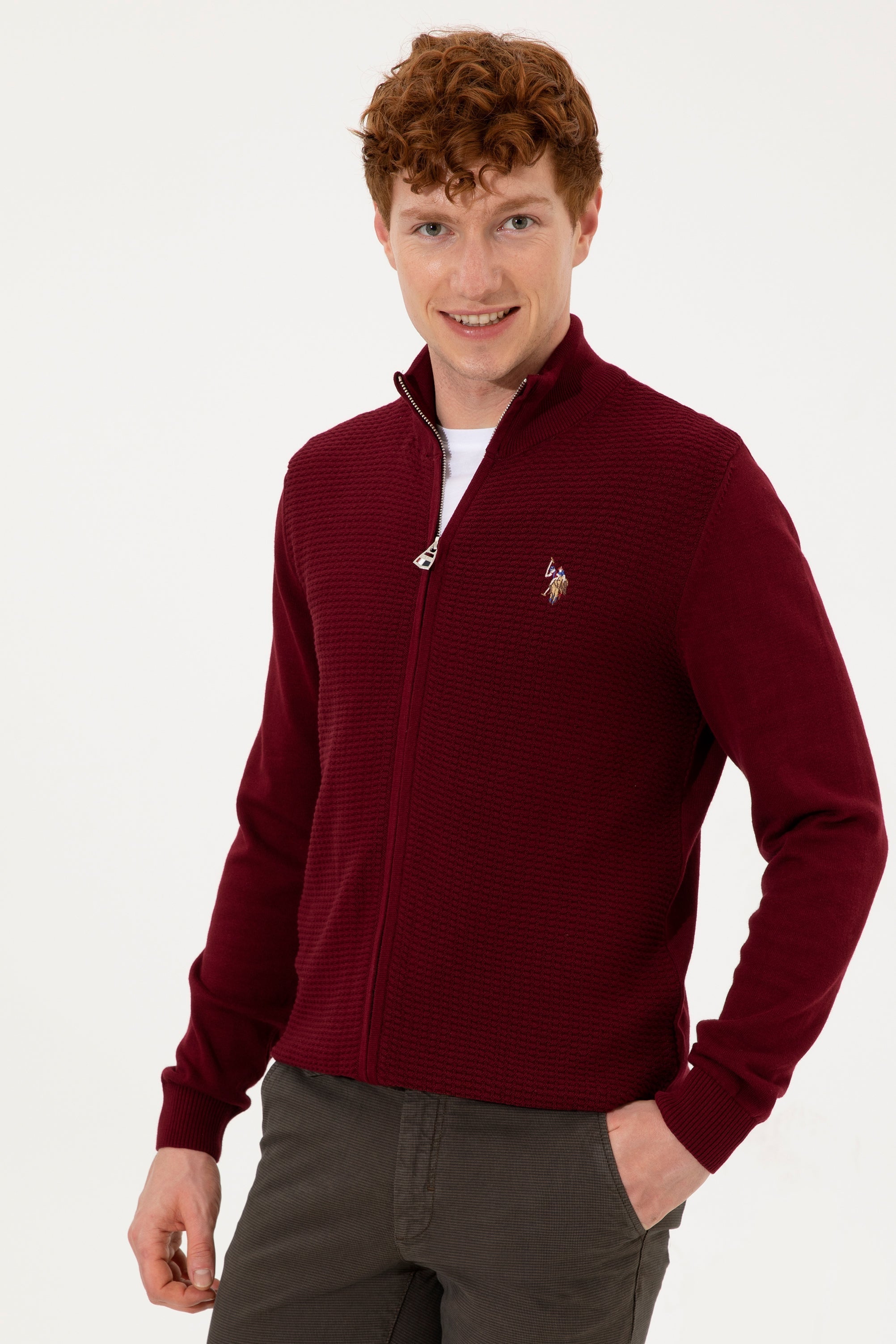 Red Knitting Cardigan U.S. Polo Assn.
