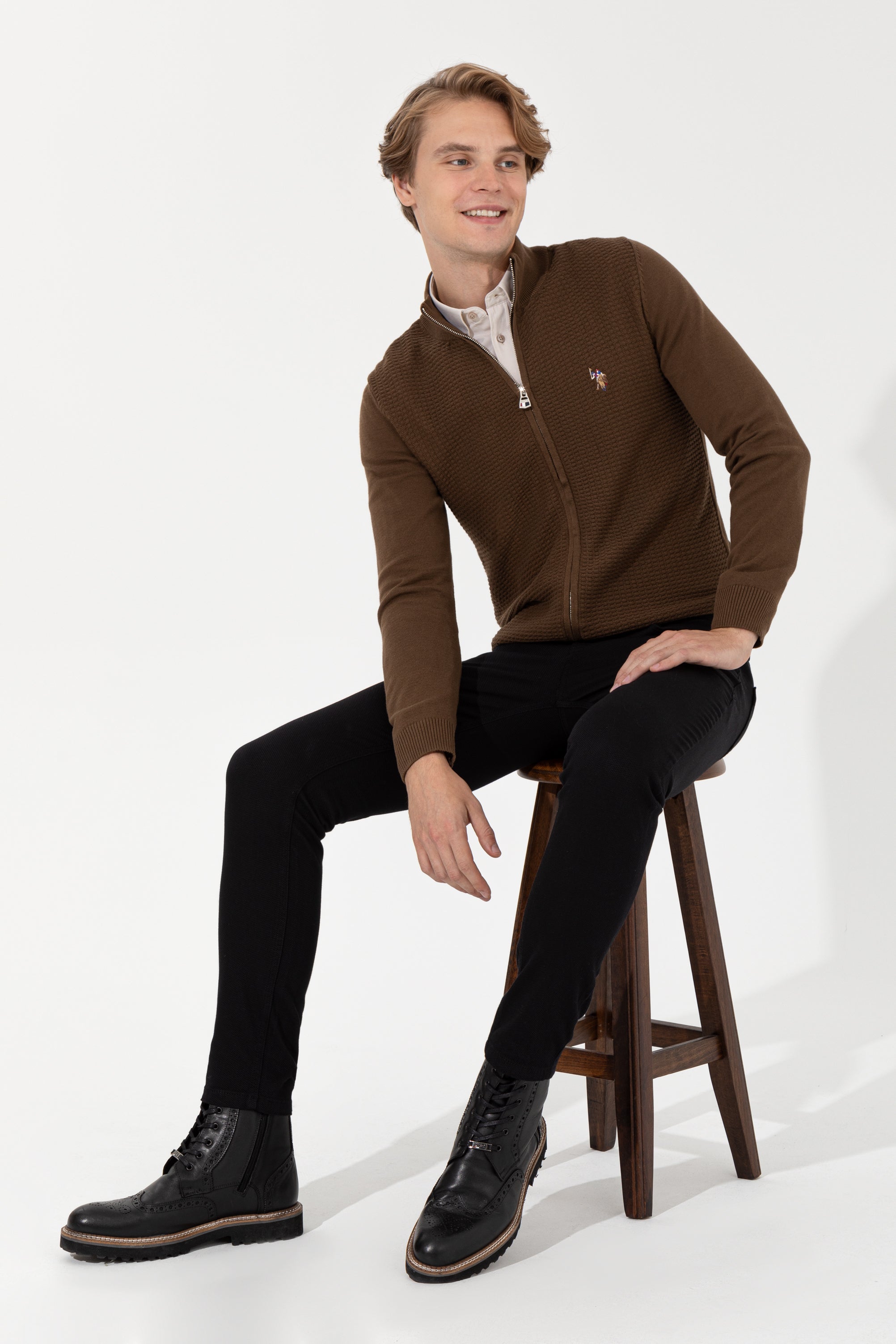 Brown Knitting Cardigan U.S. Polo Assn.