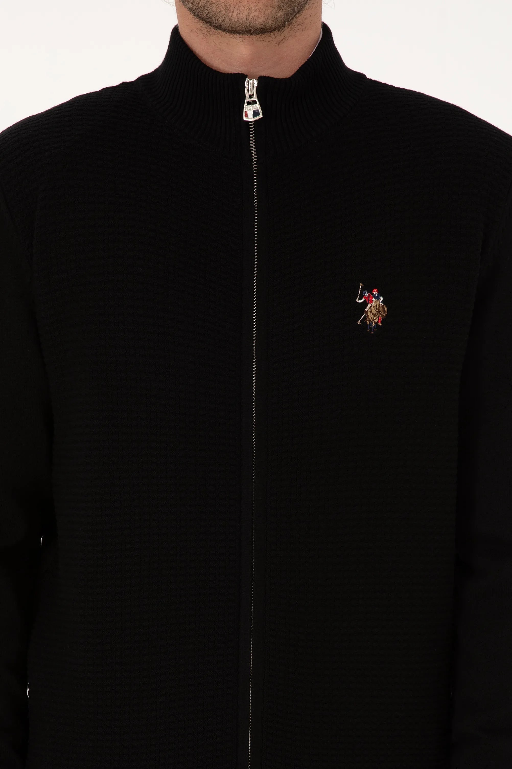 U.S. Polo Assn._Black_Black Zip Up Cardigan_G081SZ0TH0 2227188_VR046_06