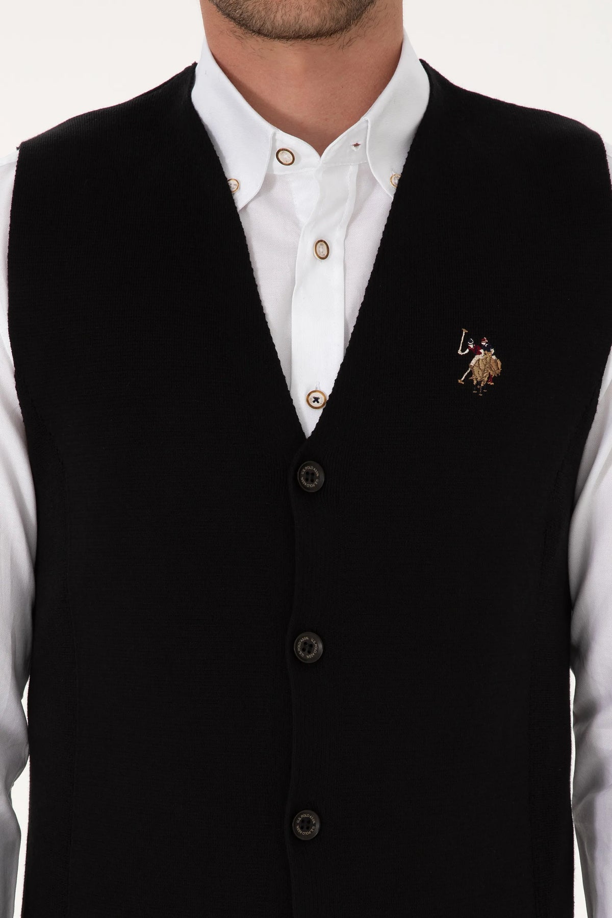U.S. Polo Assn. Black Men Black Knitted Button Through Vest Jacket SKU: G081SZ0TH0 2236526_VR046 Image 06