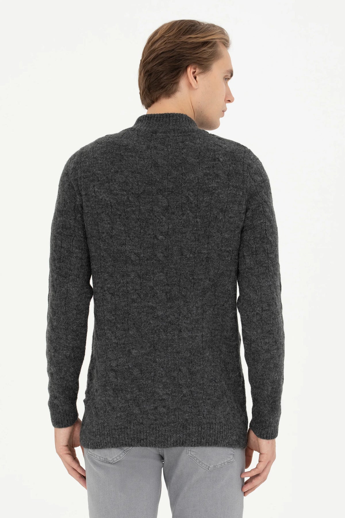 U.S. Polo Assn. Anthracite Melange Men Anthracite Melange Half Zip Knitted Pullover SKU: G081SZ0TK0 1669347_VR081 Image 05