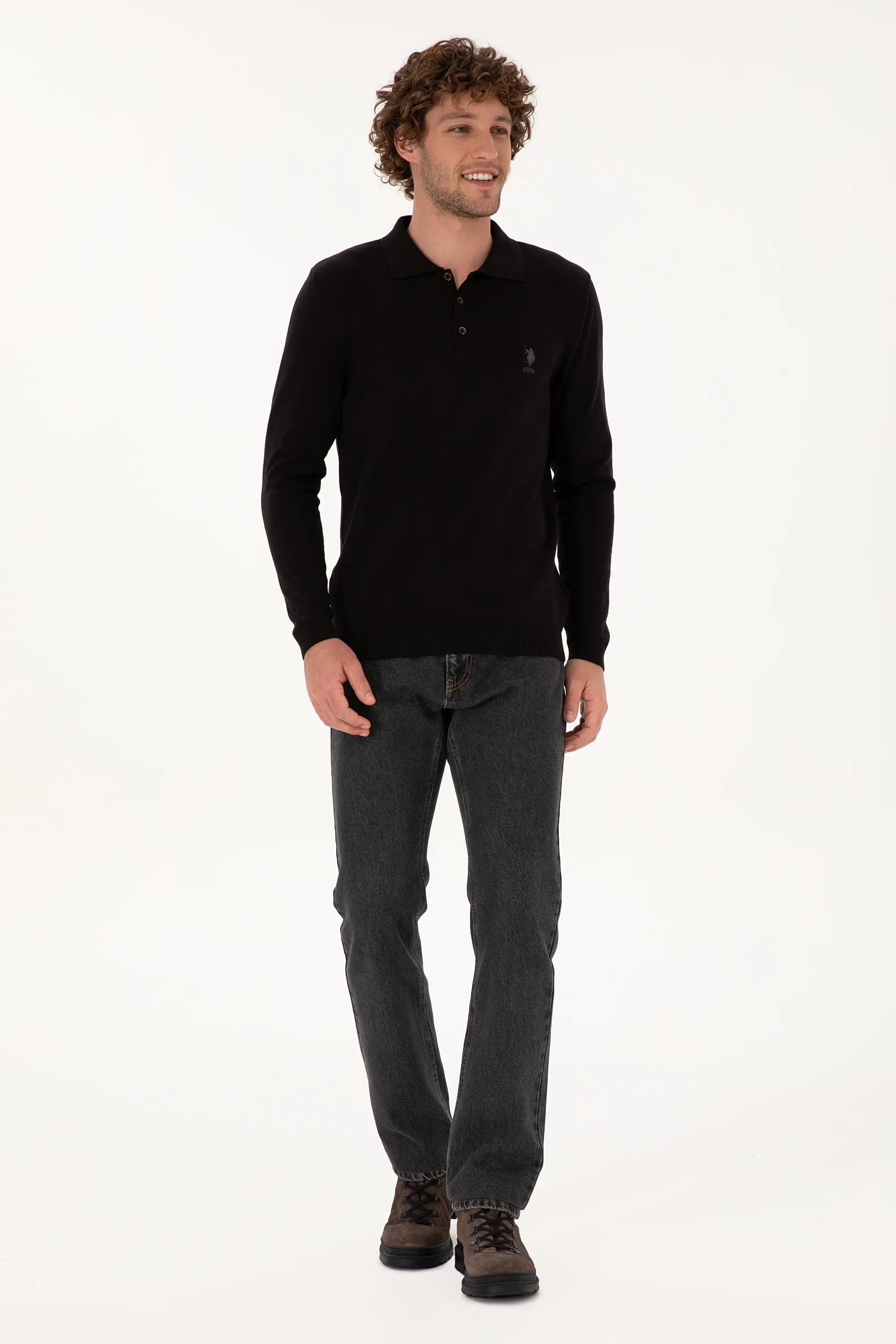 U.S. Polo Assn._Black_Black Long Sleeve Polo Shirt_G081SZ0TK0 2227111_VR046_04