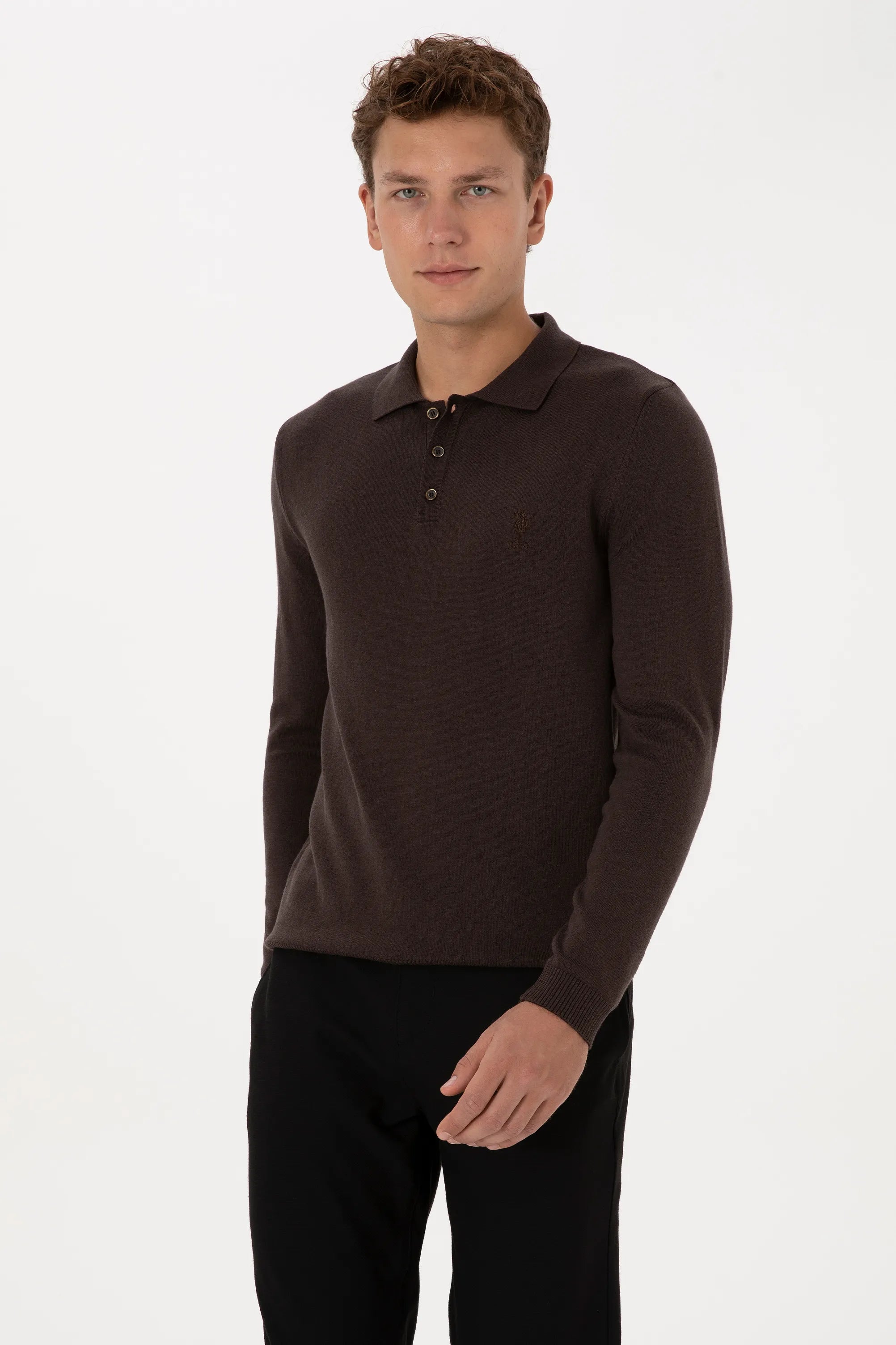 U.S. Polo Assn._Dark Brown_Dark Brown Long Sleeve Polo Shirt_G081SZ0TK0 2227111_VR084_03