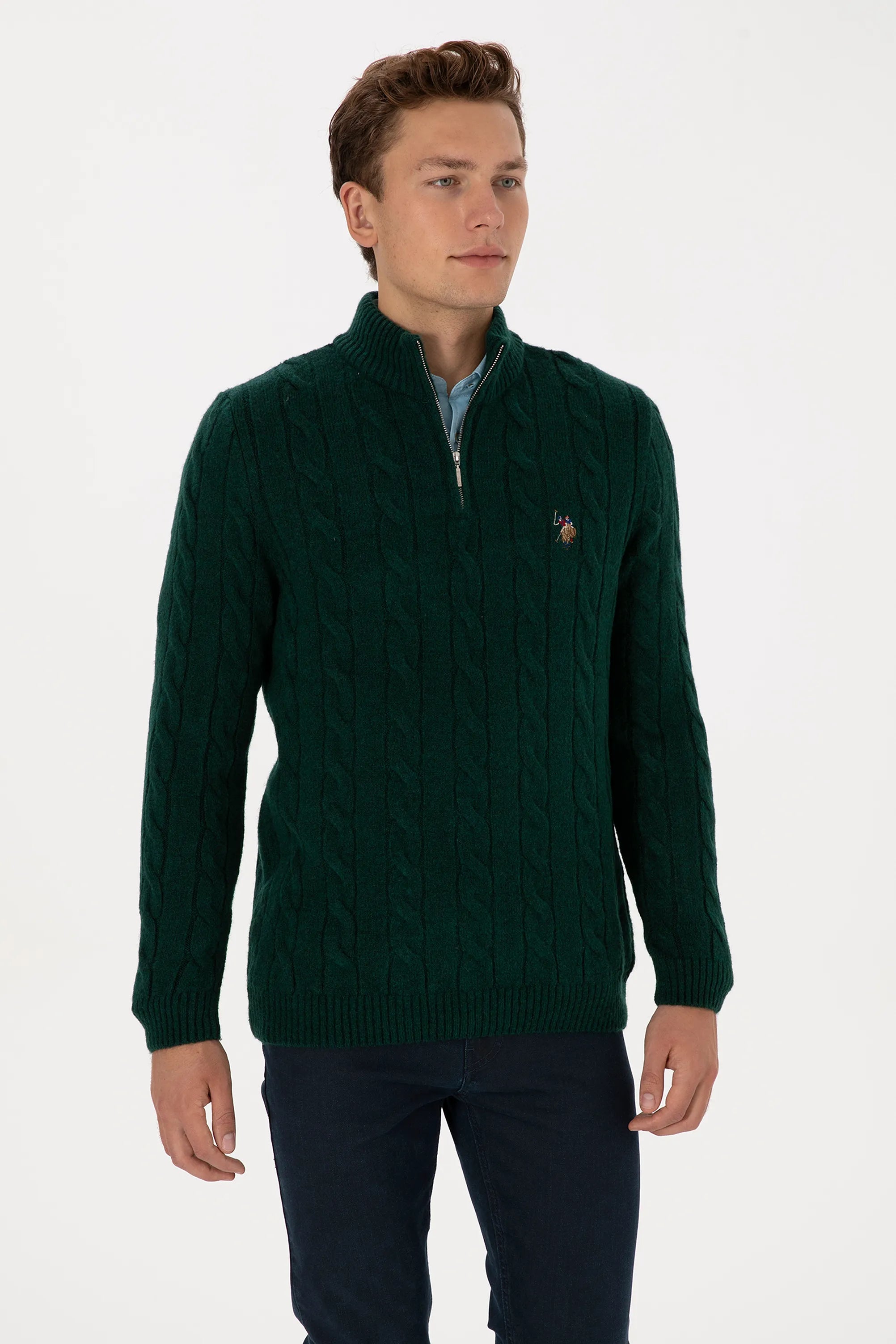 U.S. Polo Assn._Dark Green_Dark Green Sweater With Zipper_G081SZ0TK0 2335377_VR079_03
