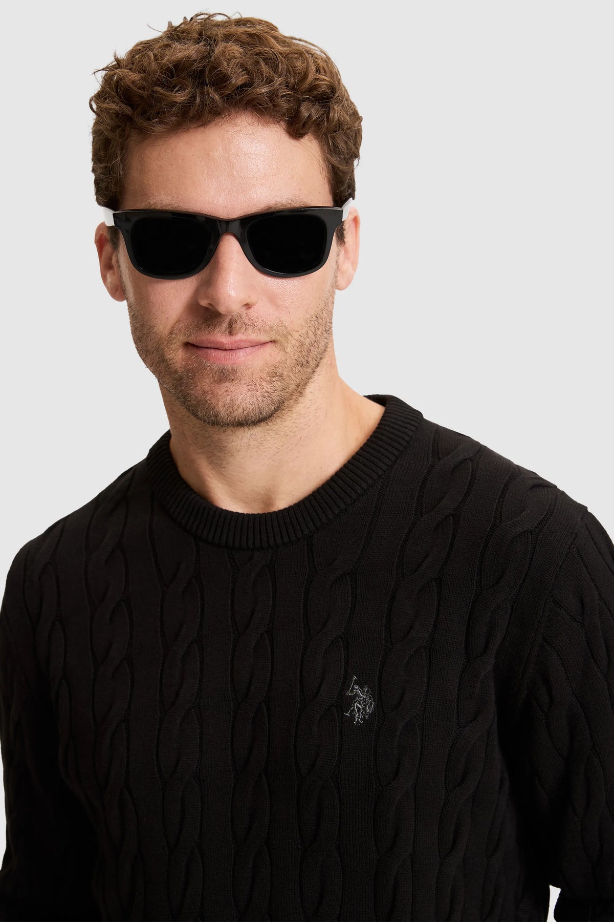 U.S. Polo Assn. Black Men Black Cable Knit Pullover SKU: G081SZ0TK0 PU-17189_VR046 Image 03