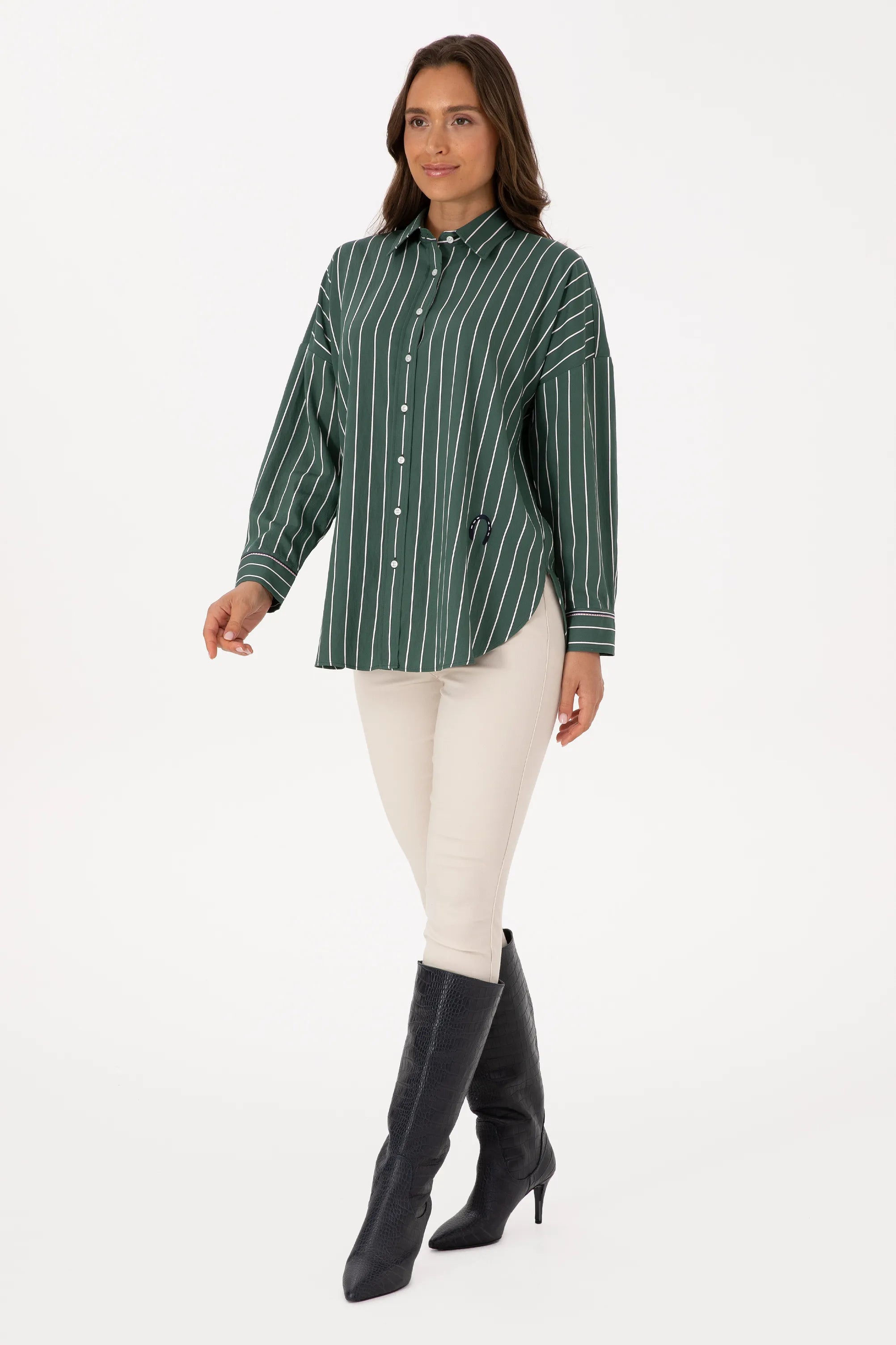 U.S. Polo Assn. Dark Green Women Dark Green Shirt Long Sleeve SKU: G082SZ0040 2237790_VR079 Image 04