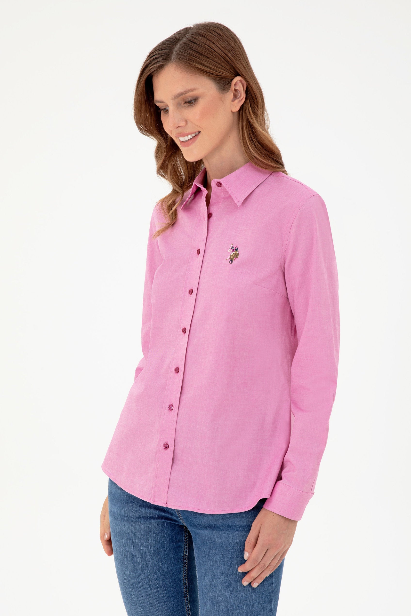 Pink Woven Shirt Button Down_G082SZ0040 1961294_VR023_03