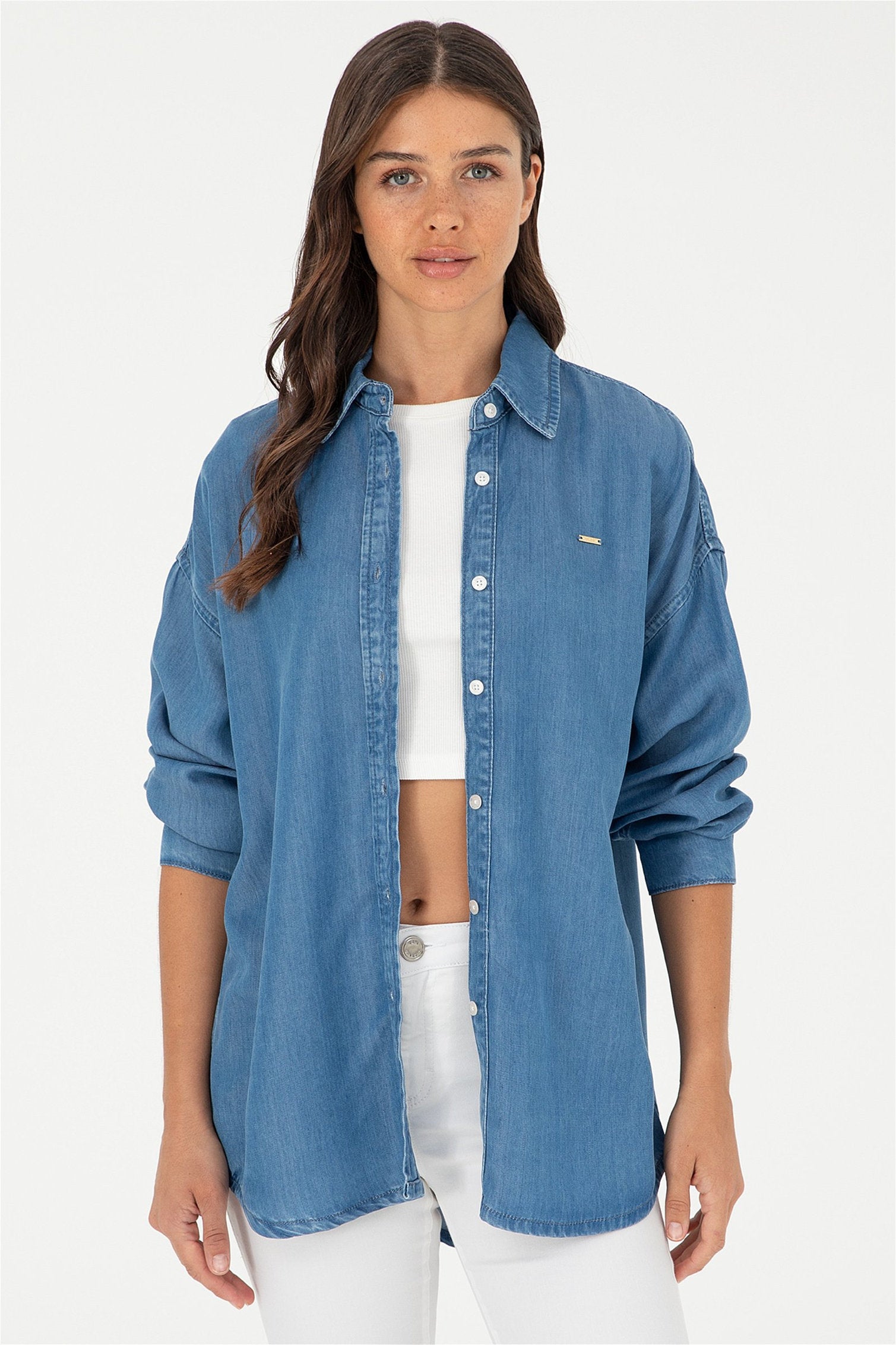 Blue Long Button Down Denim Shirt_G082SZ0770 1836879_DN0021_01