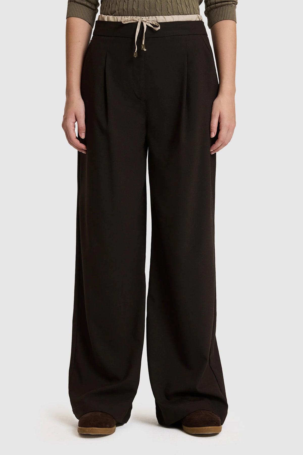 U.S. Polo Assn. Dark Brown Women Dark Brown Wide Leg Drawstring Slip on Trousers SKU: G082SZ0780 PU-14226_VR084 Image 02