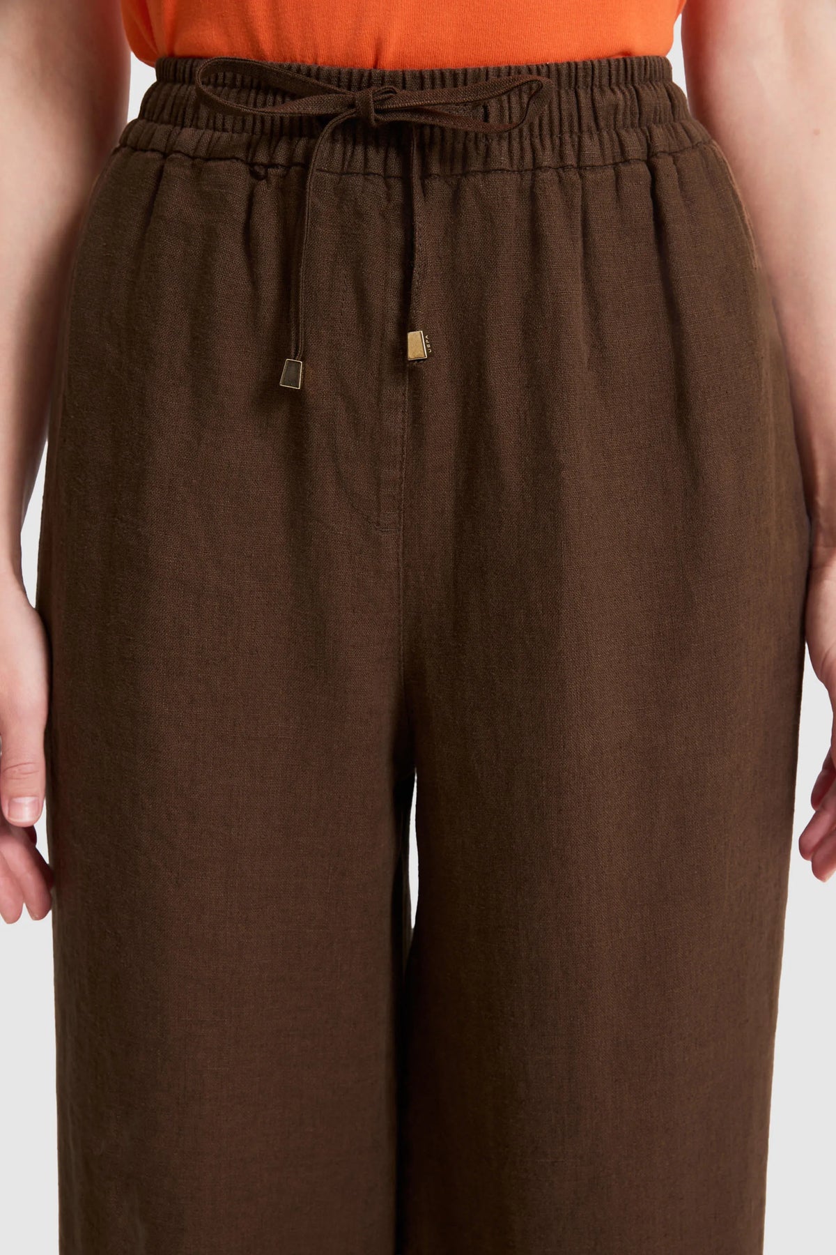 U.S. Polo Assn. Brown Women Brown Wide Leg Drawstring Slip on Trousers SKU: G082SZ0780 PU-9842_VR029 Image 06