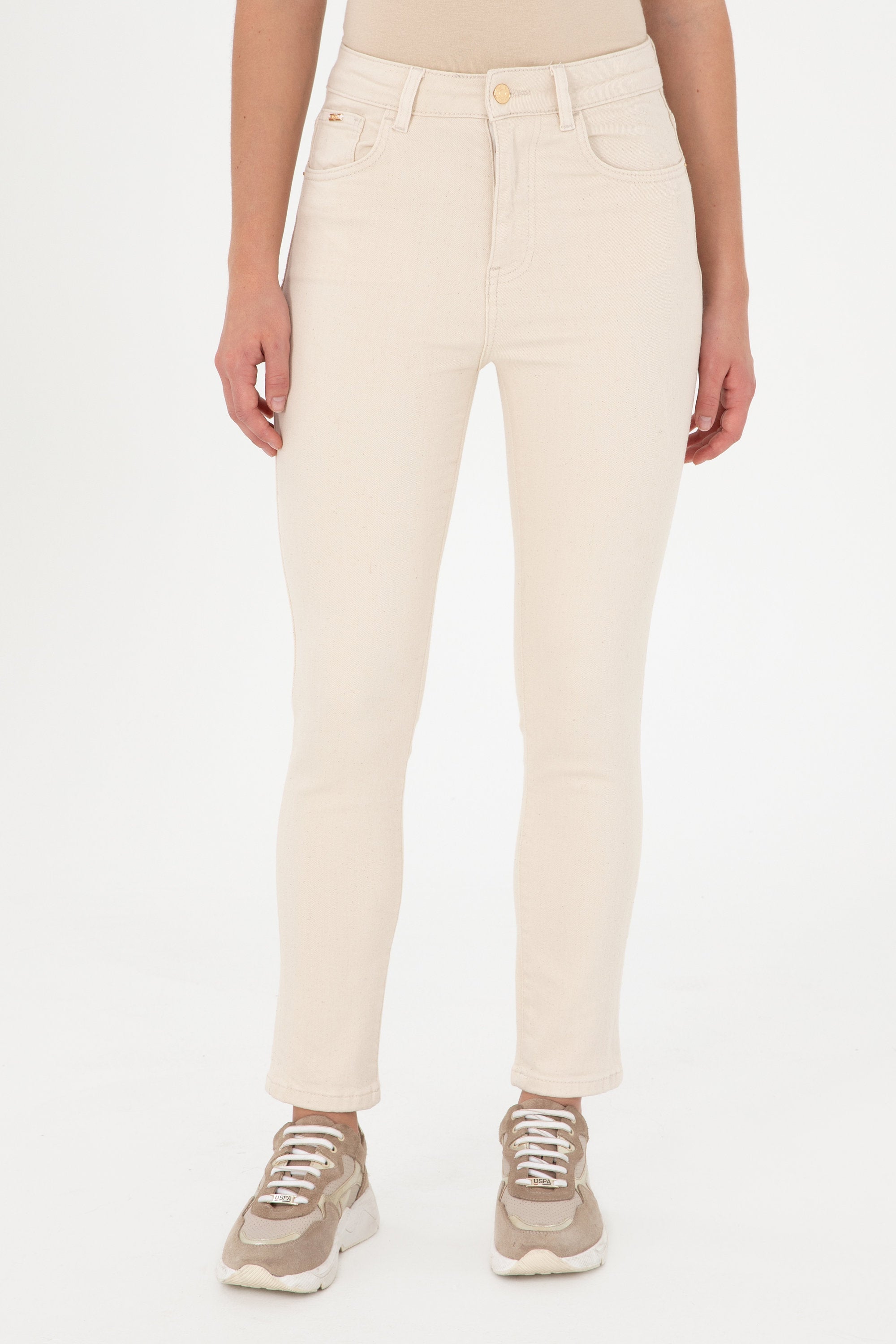 Beige High Waist Skinny Fit Denim Trousers_G082SZ0800 1948333_VR049_02