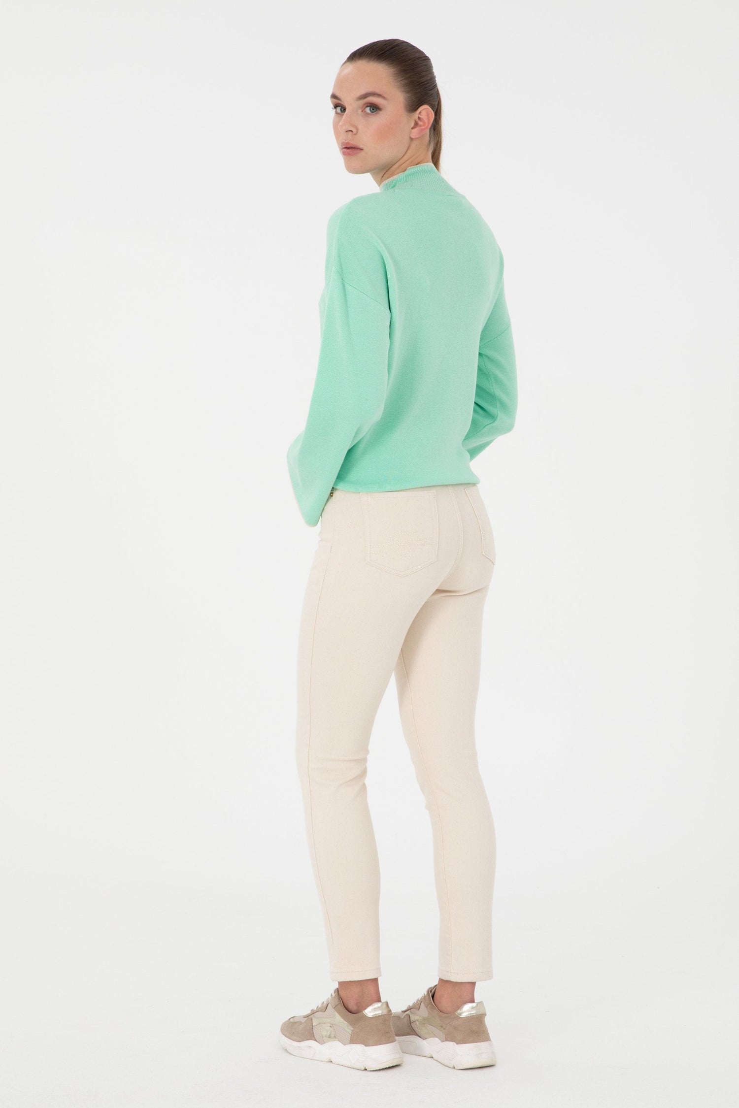 Beige High Waist Skinny Fit Denim Trousers_G082SZ0800 1948333_VR049_04