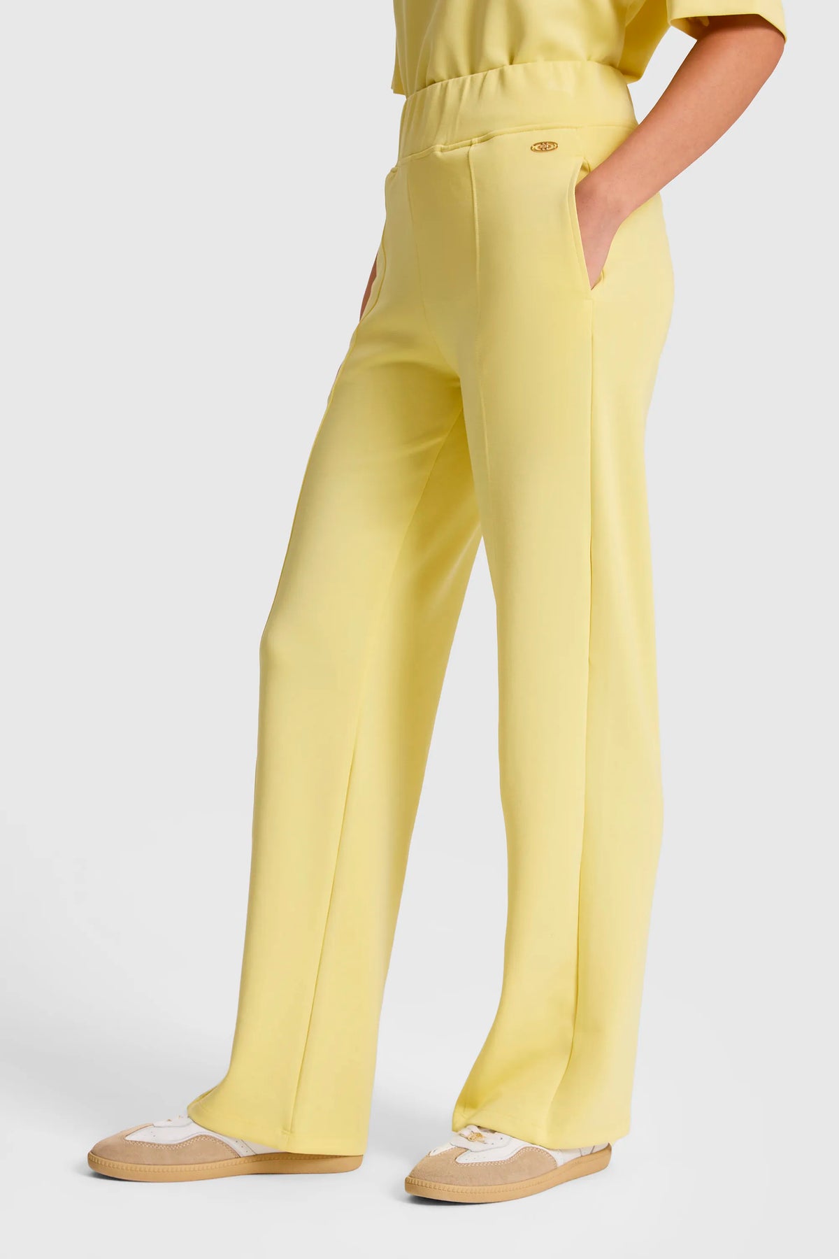 U.S. Polo Assn. Light Yellow Women Light Yellow Knitted Straight Leg Slip on Trousers SKU: G082SZ0OP0 PU-12077_VR004 Image 04