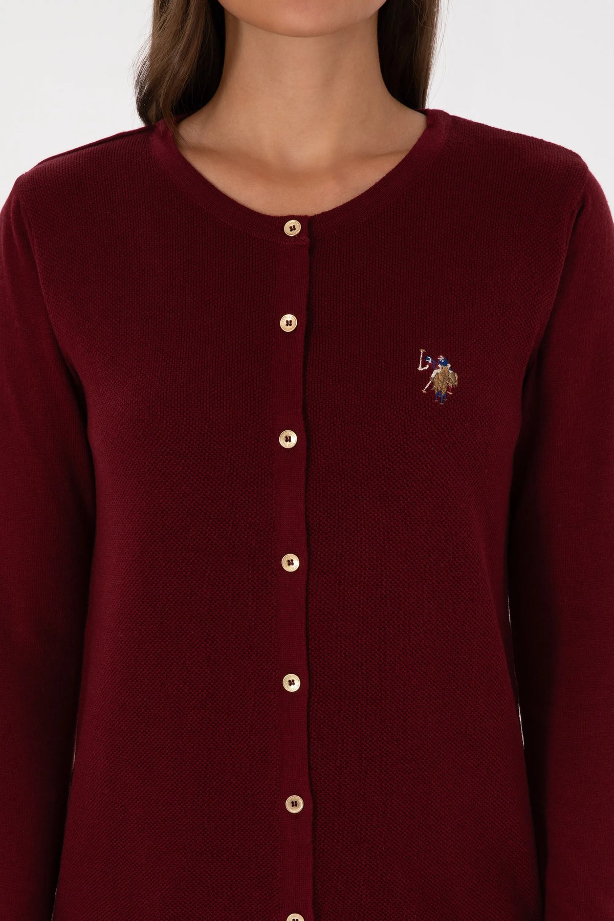 U.S. Polo Assn. Bordeaux Women Bordeaux Button Through Fine Knit Cardigan SKU: G082SZ0TH0 2226378_VR014 Image 06