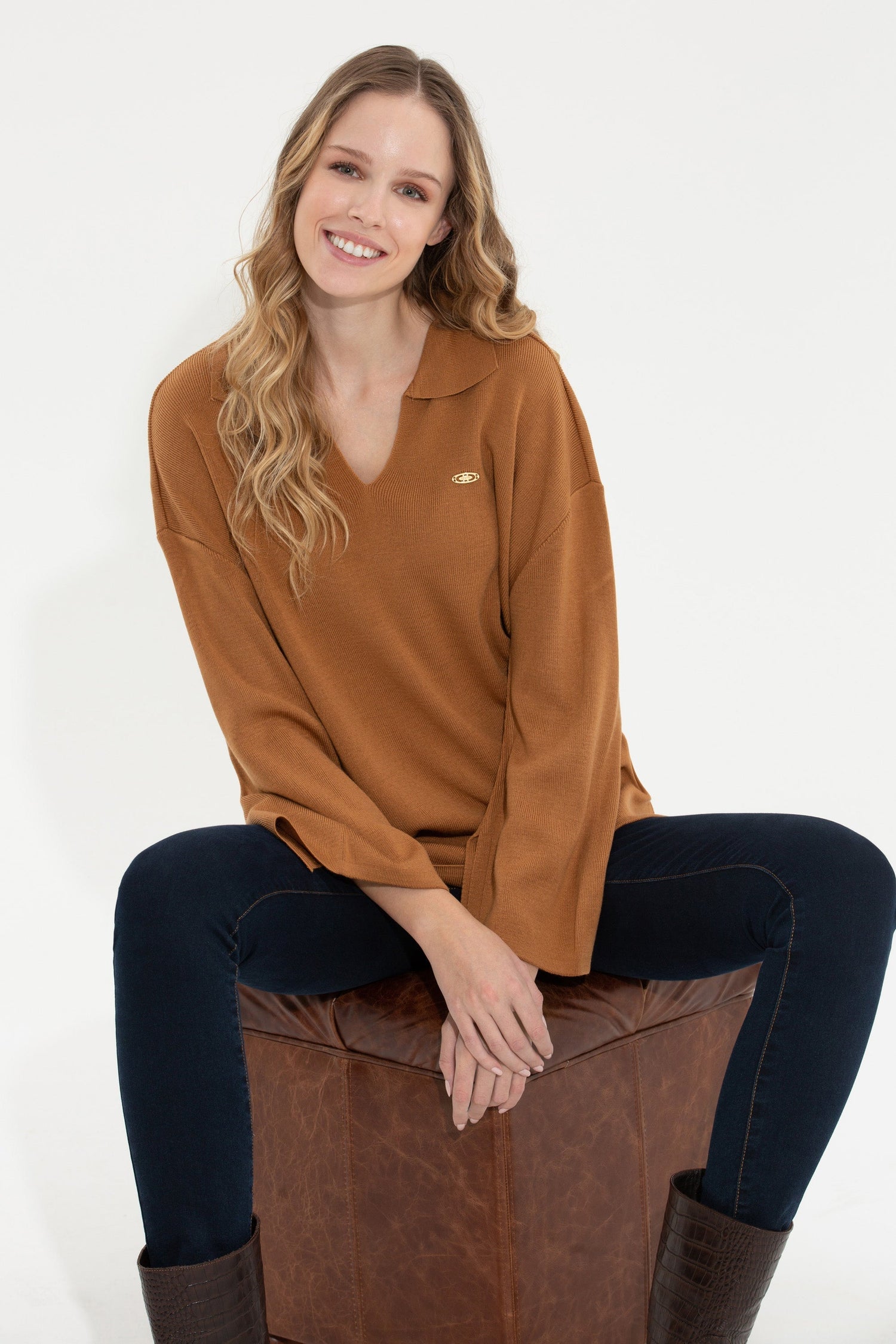 Brown Knitting Jumper U.S. Polo Assn.