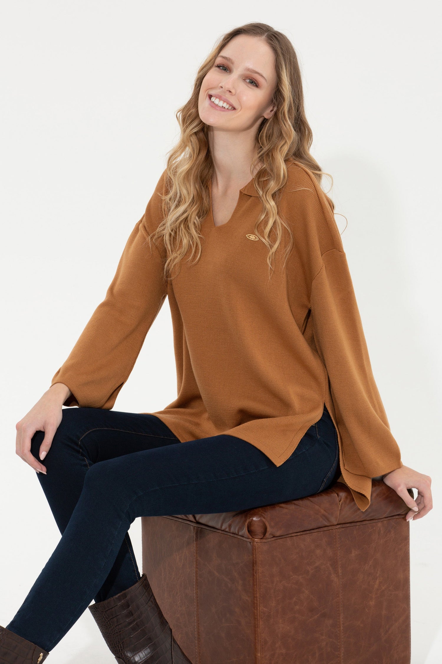 Brown Knitting Jumper U.S. Polo Assn.