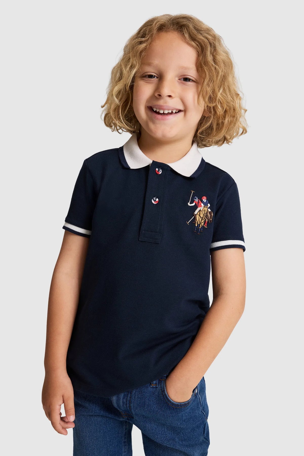 U.S. Polo Assn. Navy Boys Navy Short Sleeve Tipped Collar Polo Shirt SKU: G083SZ0110 PU-8729_VR033 Image 01