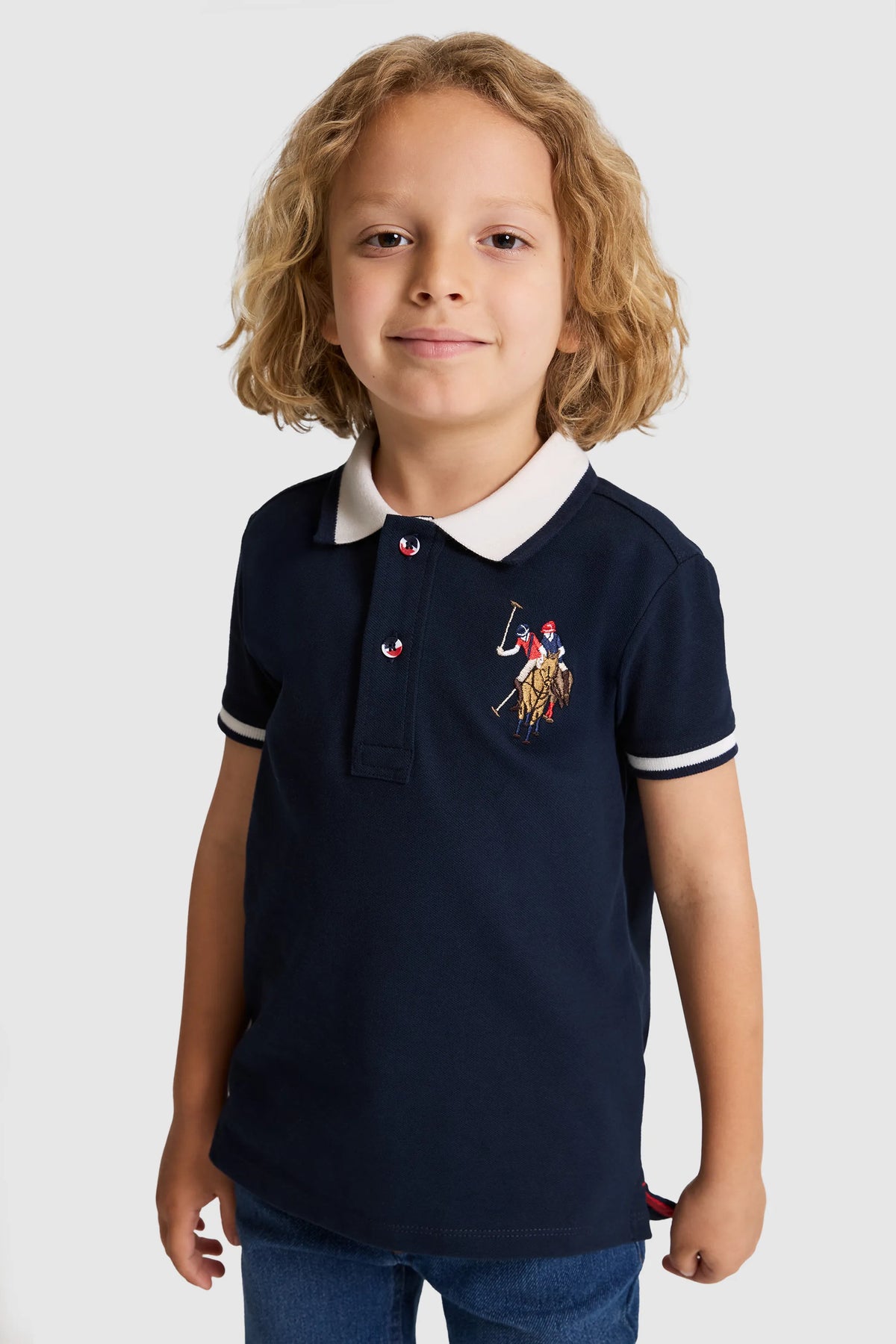 U.S. Polo Assn. Navy Boys Navy Short Sleeve Tipped Collar Polo Shirt SKU: G083SZ0110 PU-8729_VR033 Image 03