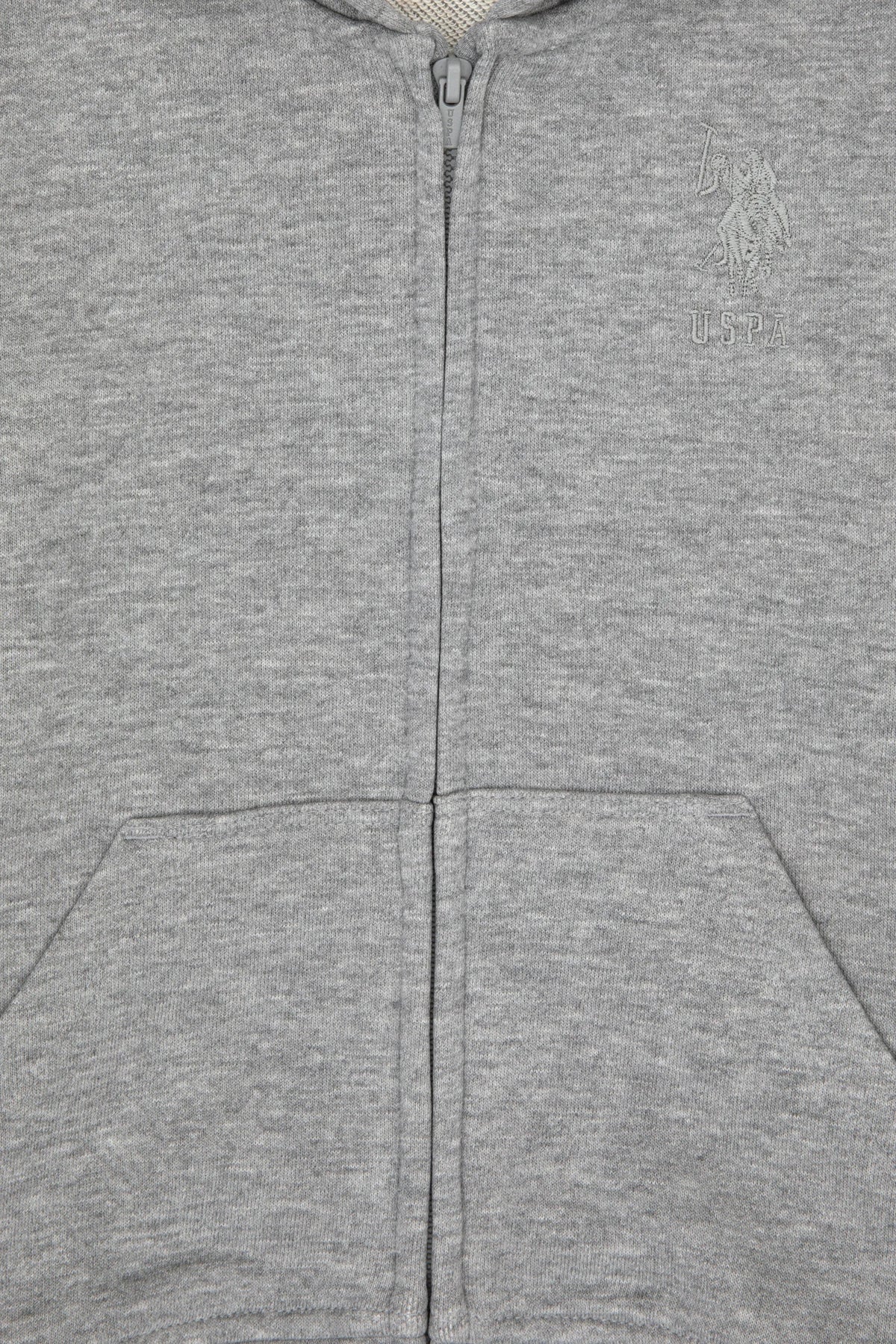 U.S. Polo Assn. Grey Melange Boys Grey Melange Zip Through Hooded Hoodie SKU: G083SZ0820 2235243_VR086 Image 03