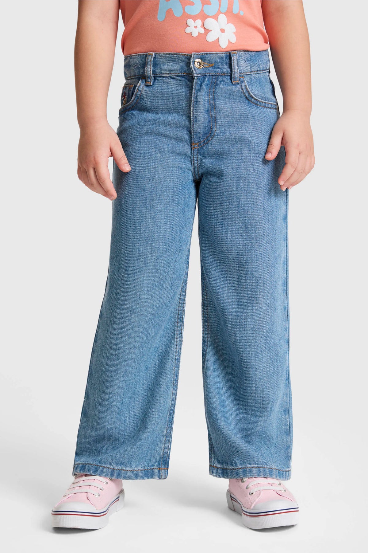 U.S. Polo Assn. Light Blue Girls Light Blue Wide Leg Jeans SKU: G084SZ0800 PU-10720_DN0021 Image 02
