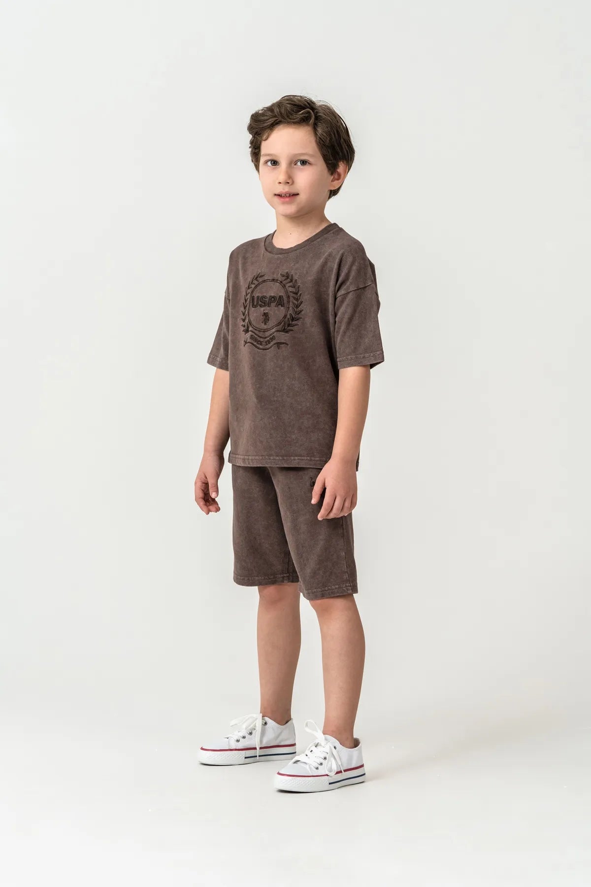 U.S. Polo Assn. Chocolate Boys Chocolate Two Pieces Set SKU: US2436_Chocolate Image 01