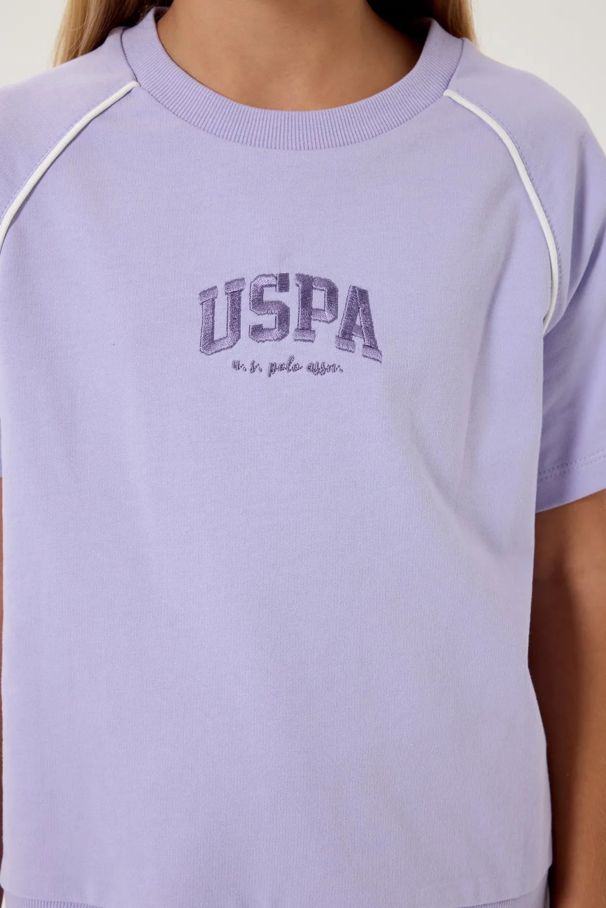 U.S. Polo Assn. Light Lilac Girls Light Lilac Two Pieces Set SKU: US2528_Light Lilac Image 03