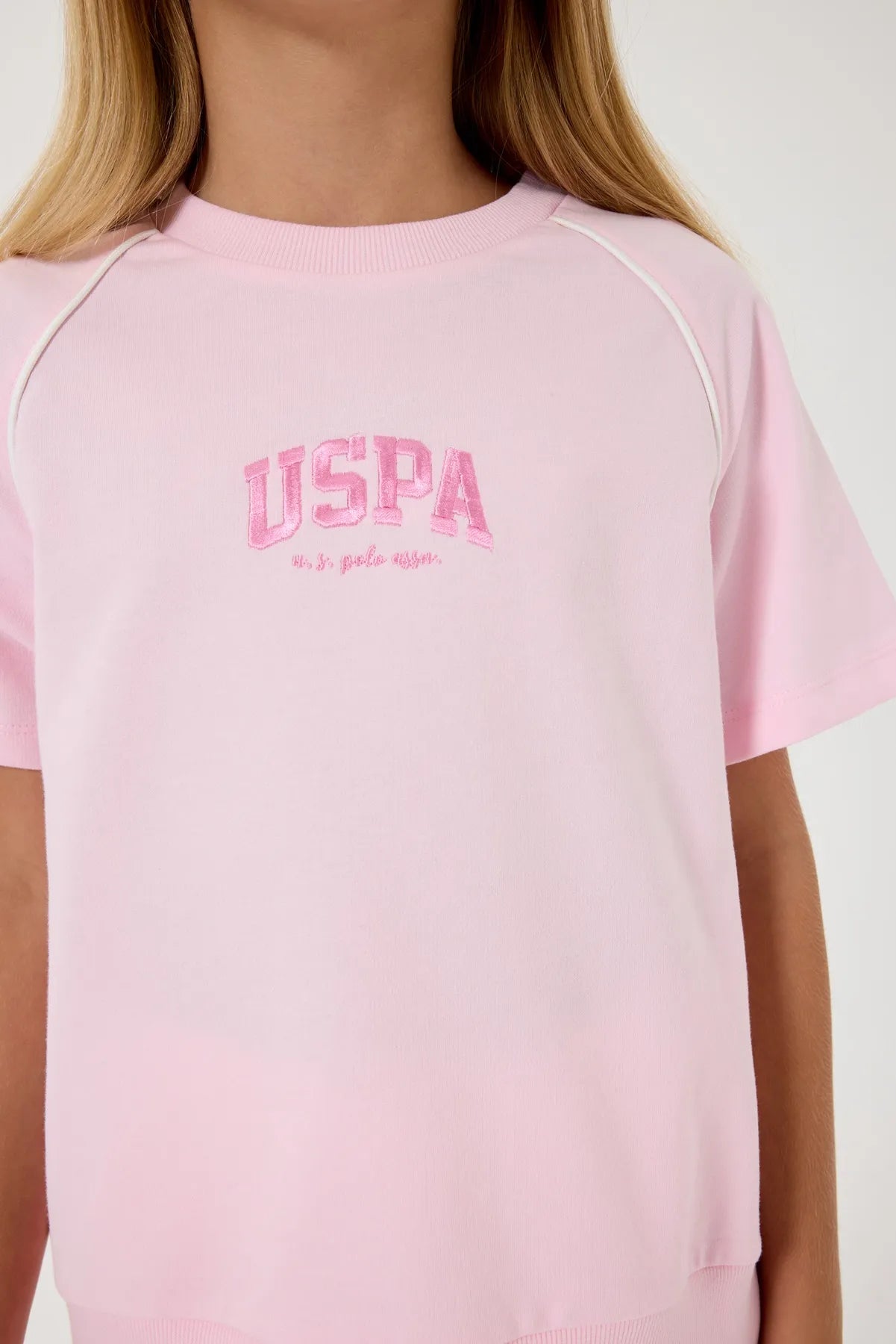 U.S. Polo Assn. Pink Girls Pink Two Pieces Set SKU: US2528_Pink Image 03