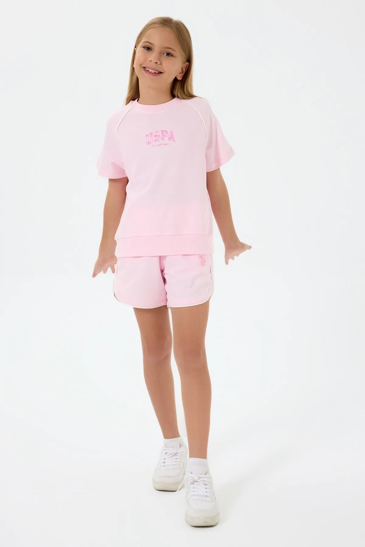 U.S. Polo Assn. Pink Girls Pink Two Pieces Set SKU: US2528_Pink Image 05