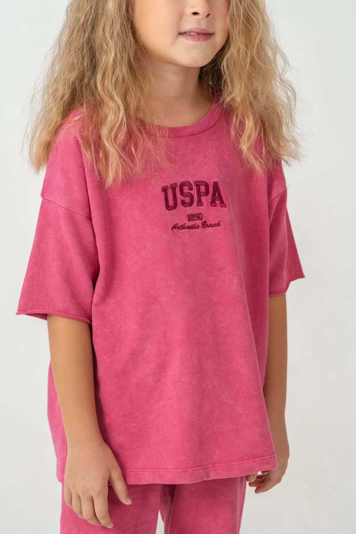 U.S. Polo Assn. Fuchsia Girls Fuchsia Two Pieces Set SKU: US2530_Fuchsia Image 03