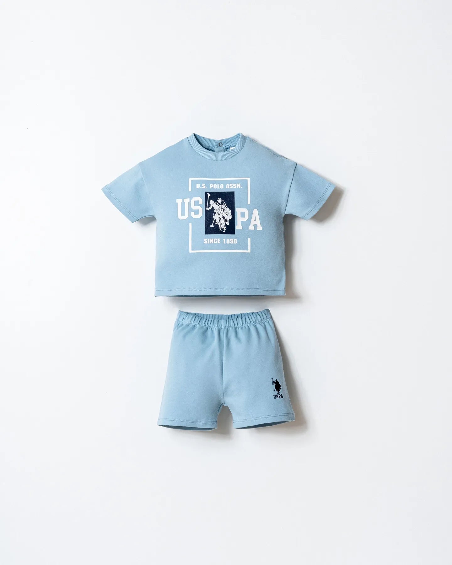 U.S. Polo Assn. Blue Baby Boy Blue T-Shirt and Short Set SKU: USB2868-YD_Blue Image 01