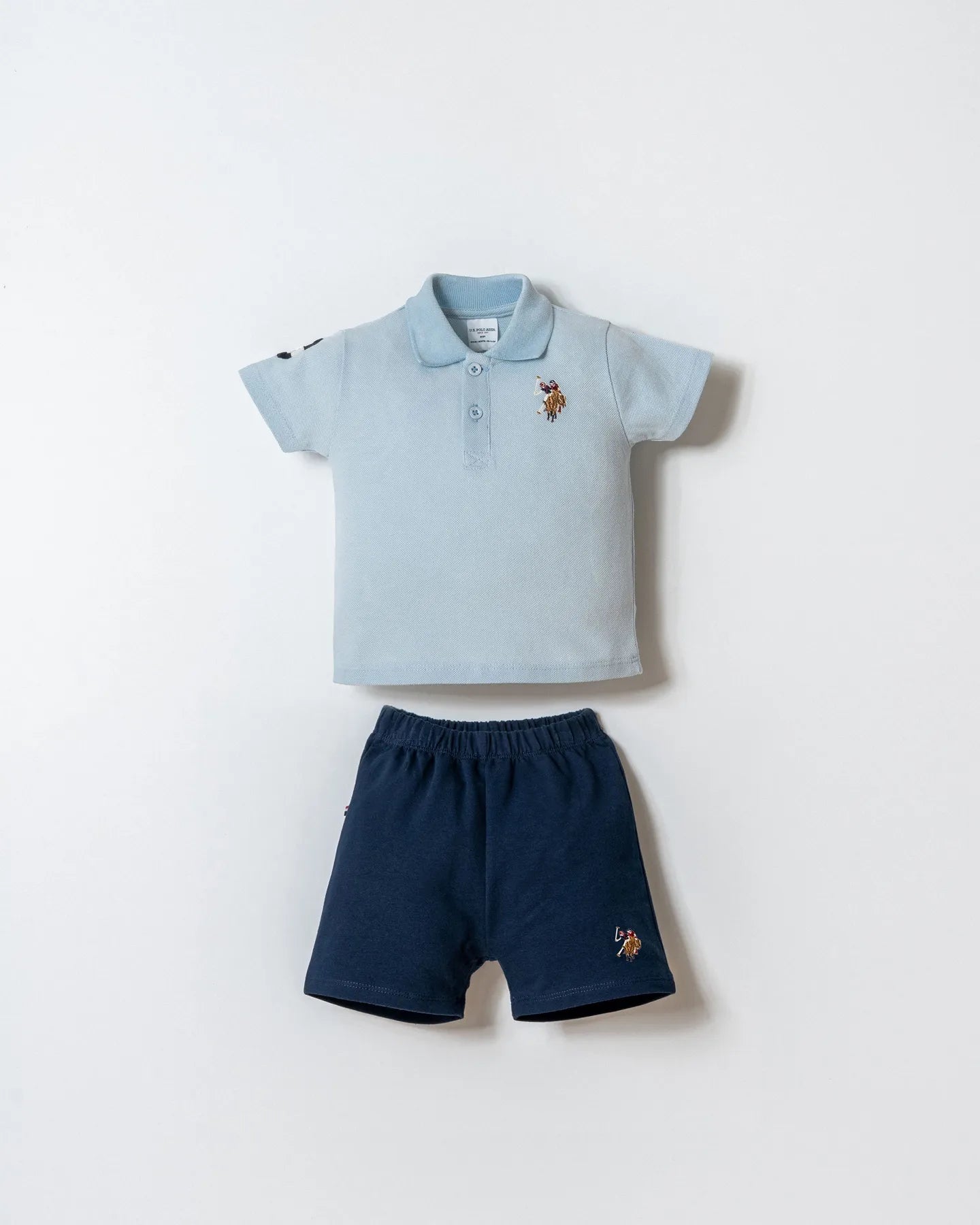U.S. Polo Assn. Blue Baby Boy Blue T-Shirt and Short Set SKU: USB2885_Blue Image 01
