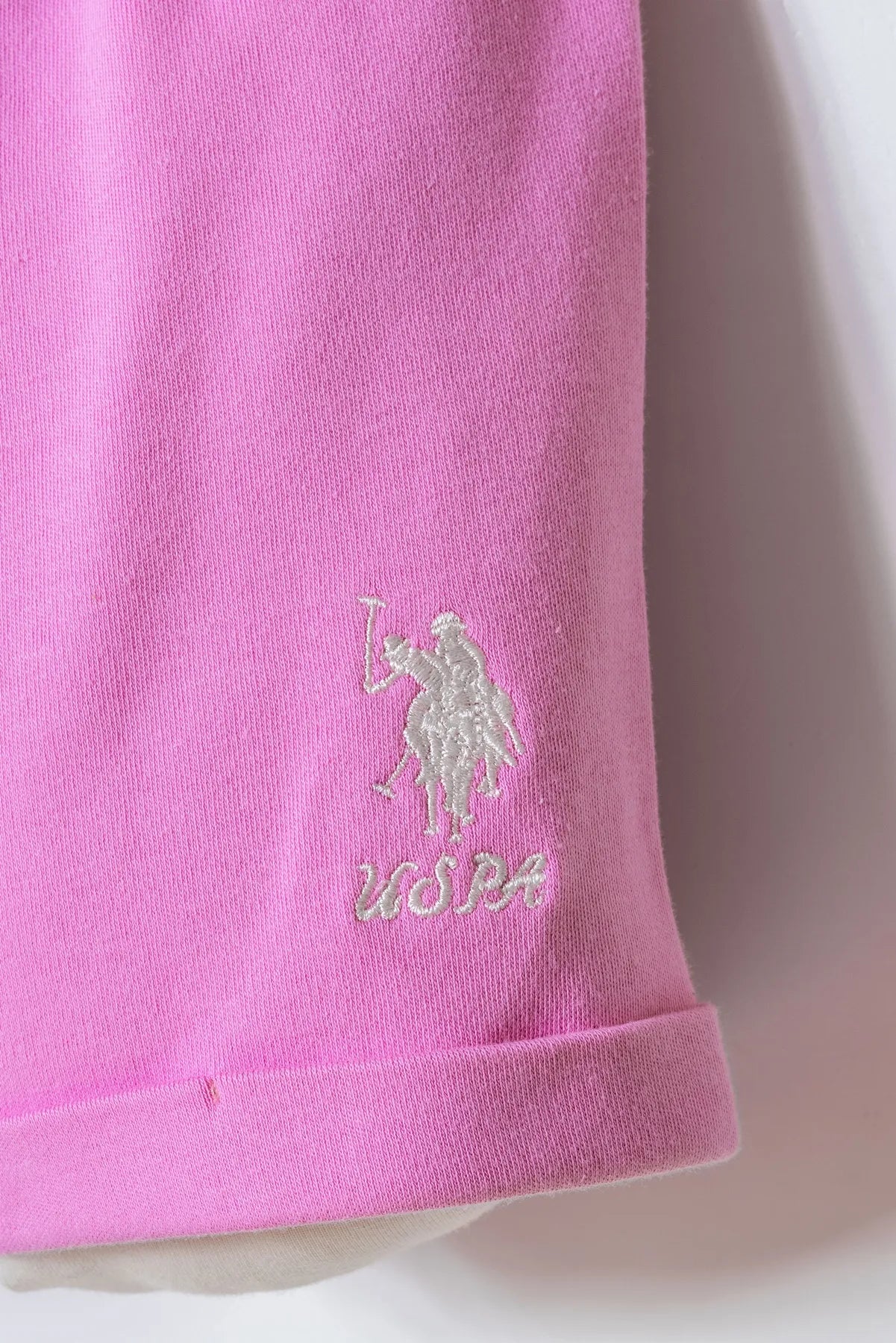 U.S. Polo Assn. Pink Baby Girl Pink T-Shirt and Short Set SKU: USB3005_Pink Image 03