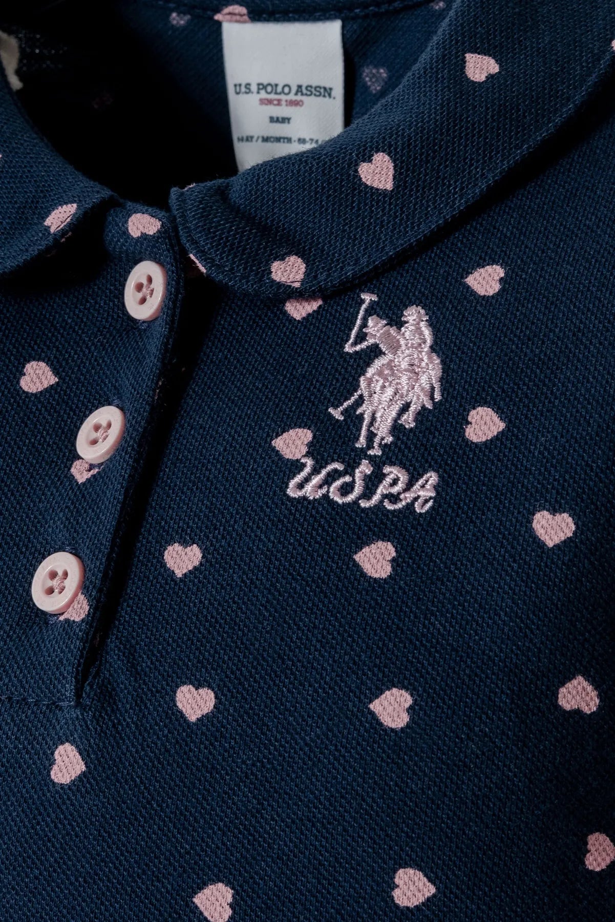 U.S. Polo Assn. Navy Baby Girl Navy T-Shirt and Short Set SKU: USB3029_Navy Image 02