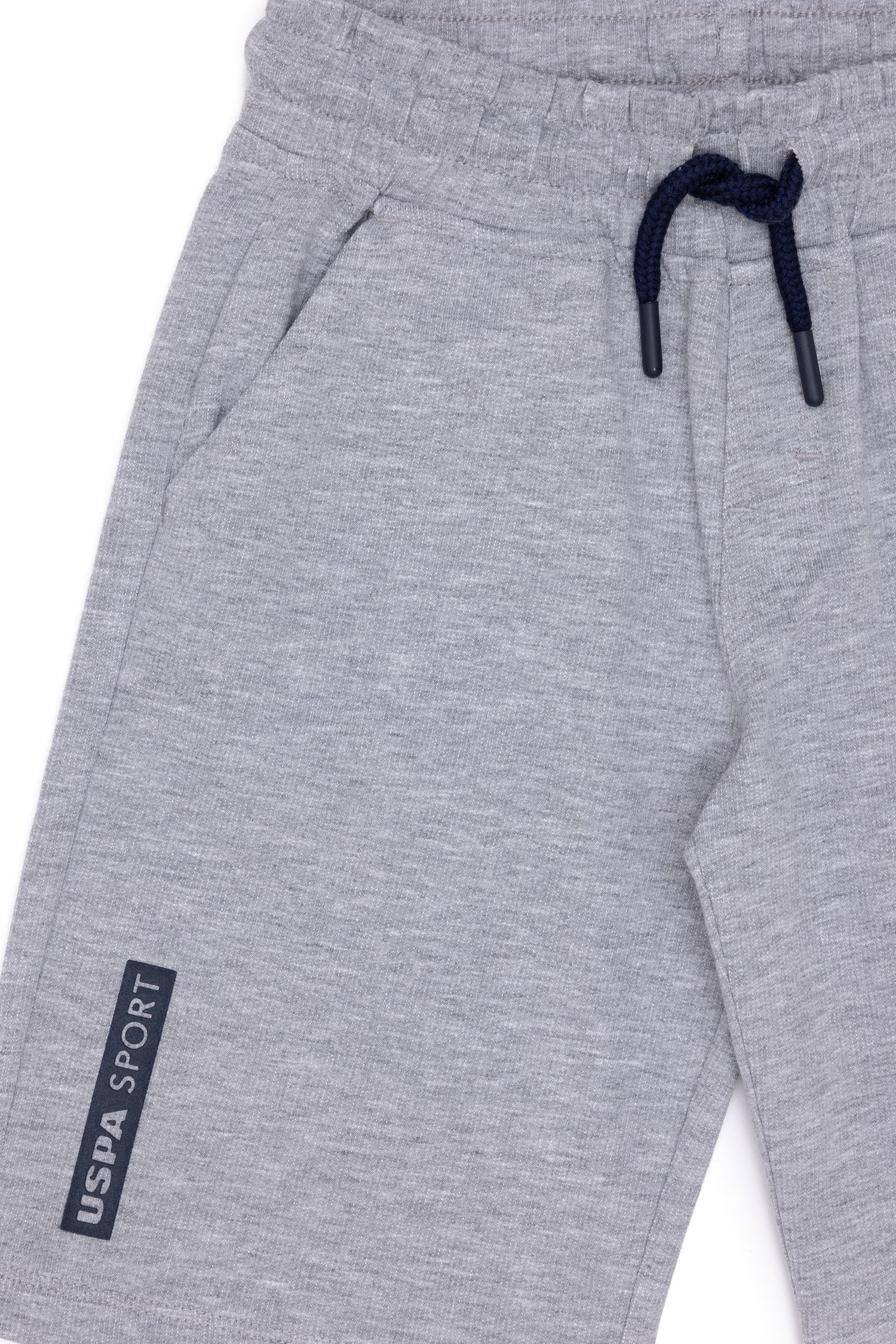 Grey Knitted Shorts With Black Drawstrings