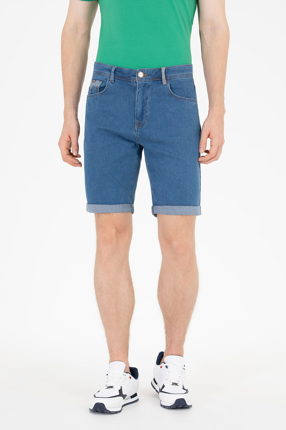 Medium Wash Denim Shorts - BEVAVA