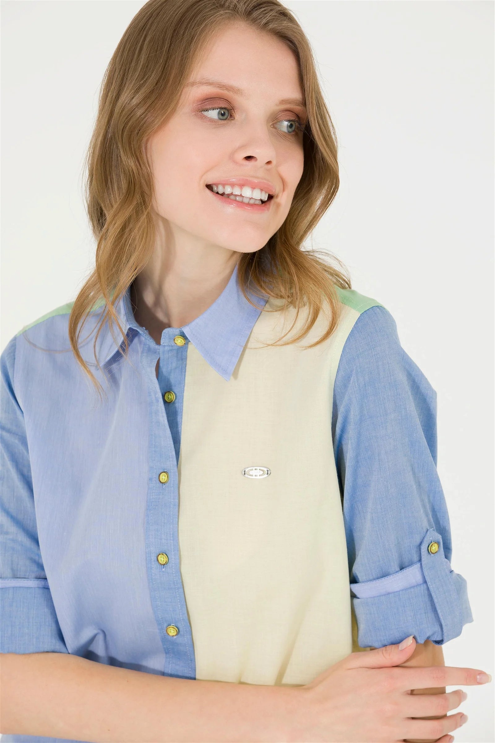 Multi-Color Color Block Long Sleeve Shirt