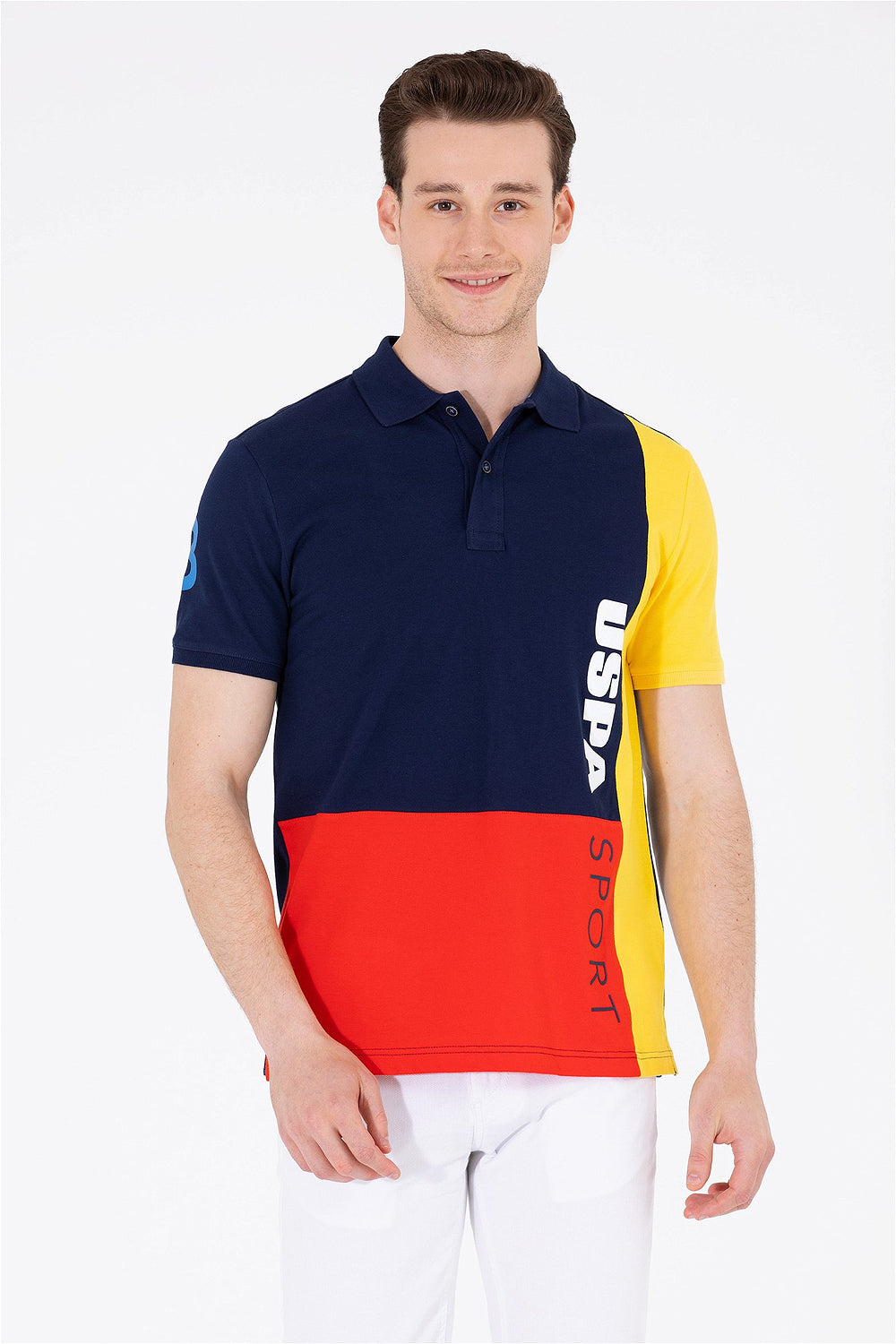 Multi-Color Color Block Short Sleeve Polo Shirt - BEVAVA