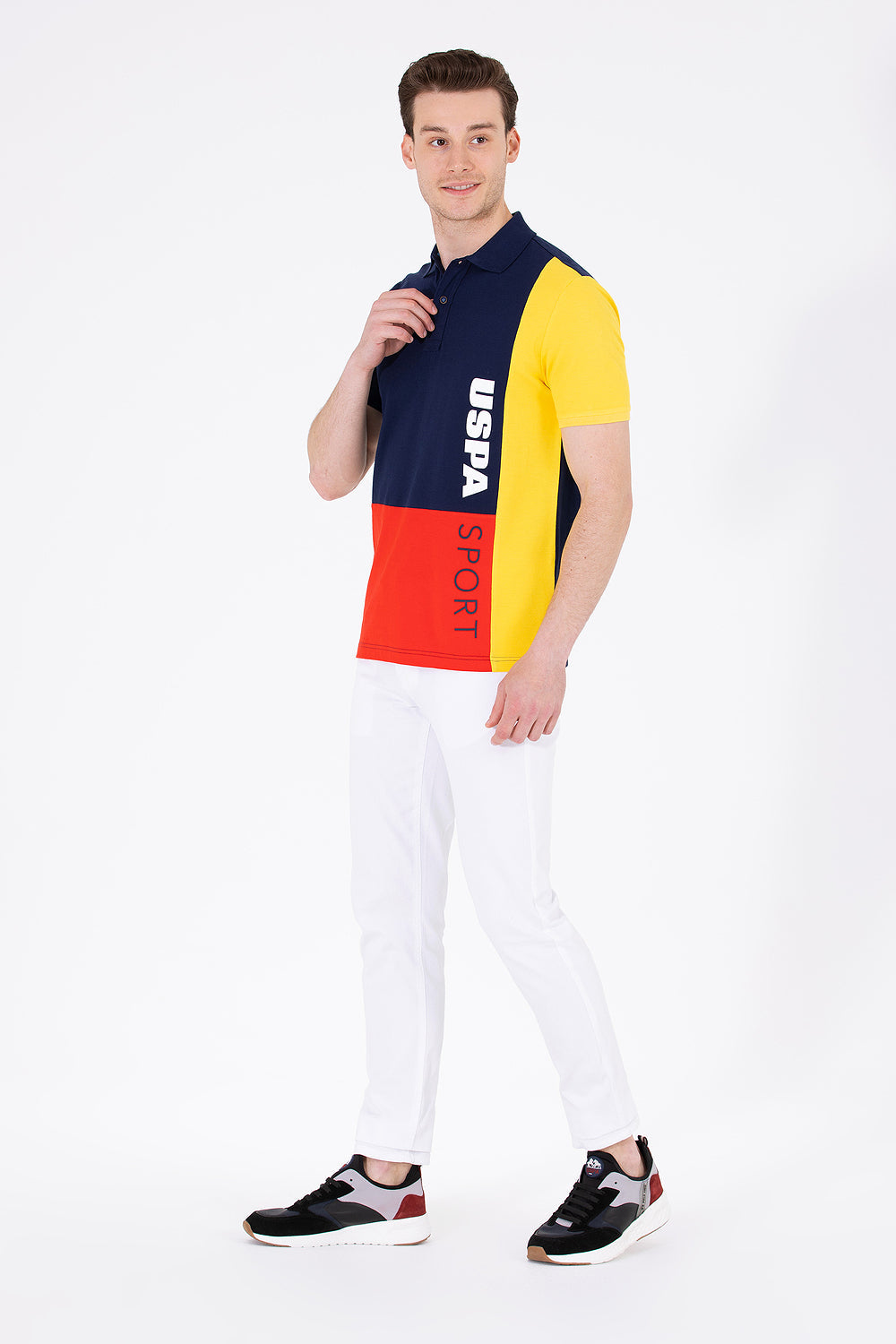 Multi-Color Color Block Short Sleeve Polo Shirt - BEVAVA