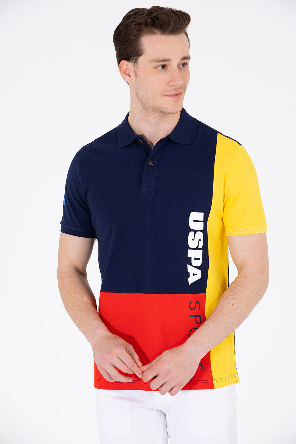 Multi-Color Color Block Short Sleeve Polo Shirt - BEVAVA