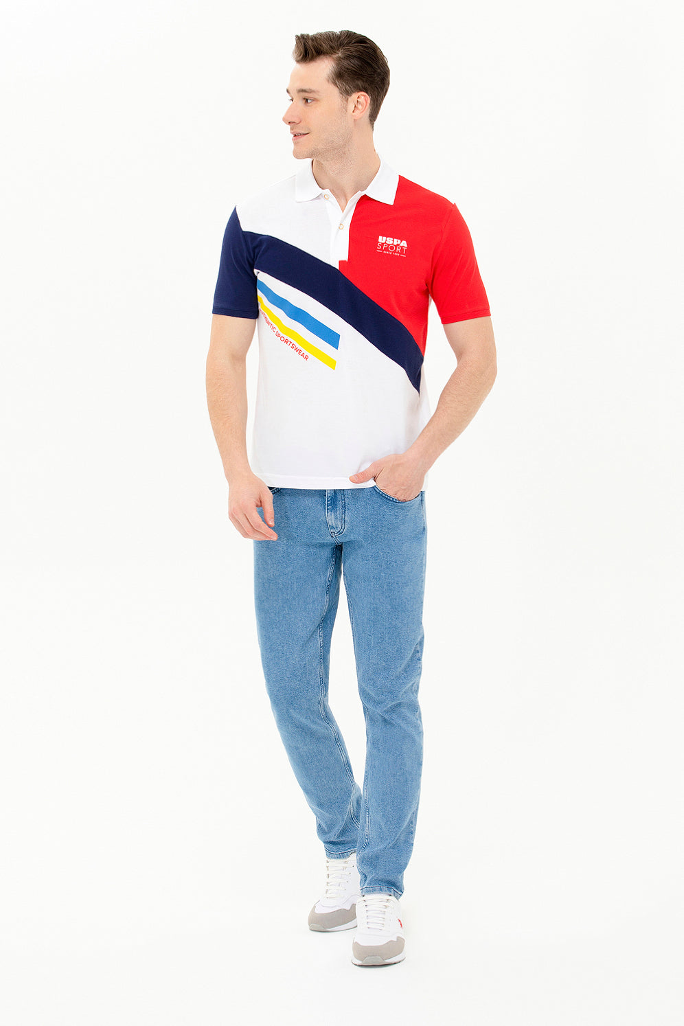 Multi-Color Color Block Short Sleeve Polo Shirt - BEVAVA