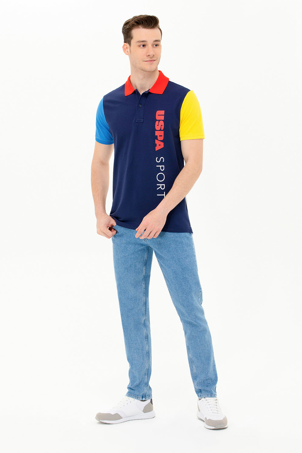 Multi-Color Color Block Short Sleeve Polo Shirt - BEVAVA