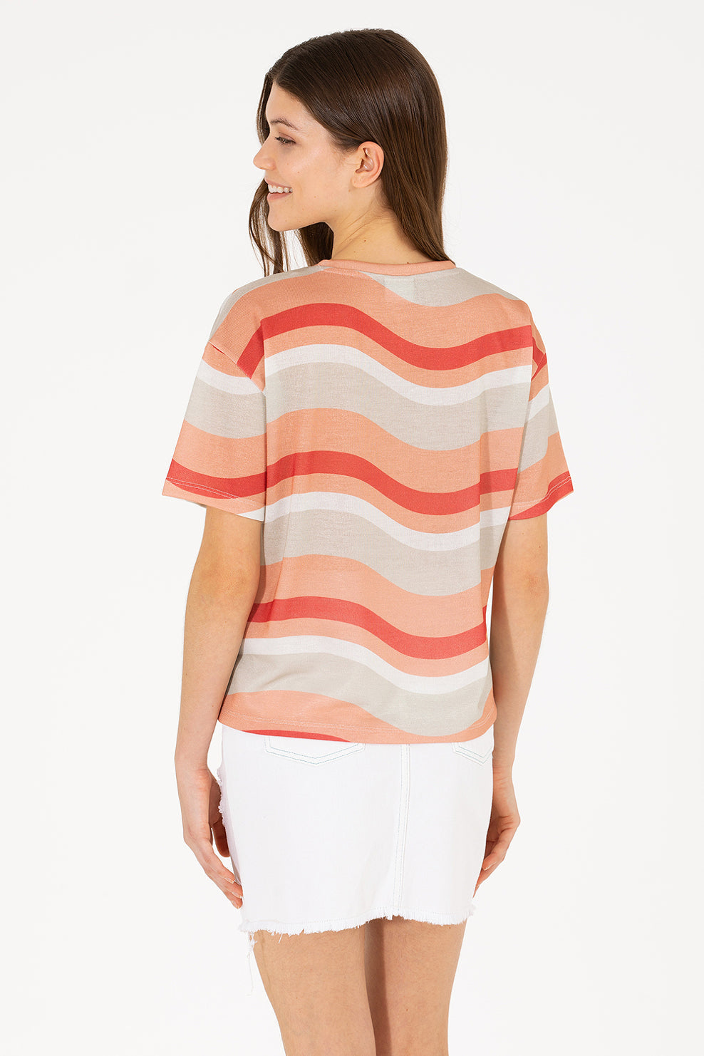 Multi-Color Striped Short Sleeve T-Shirt