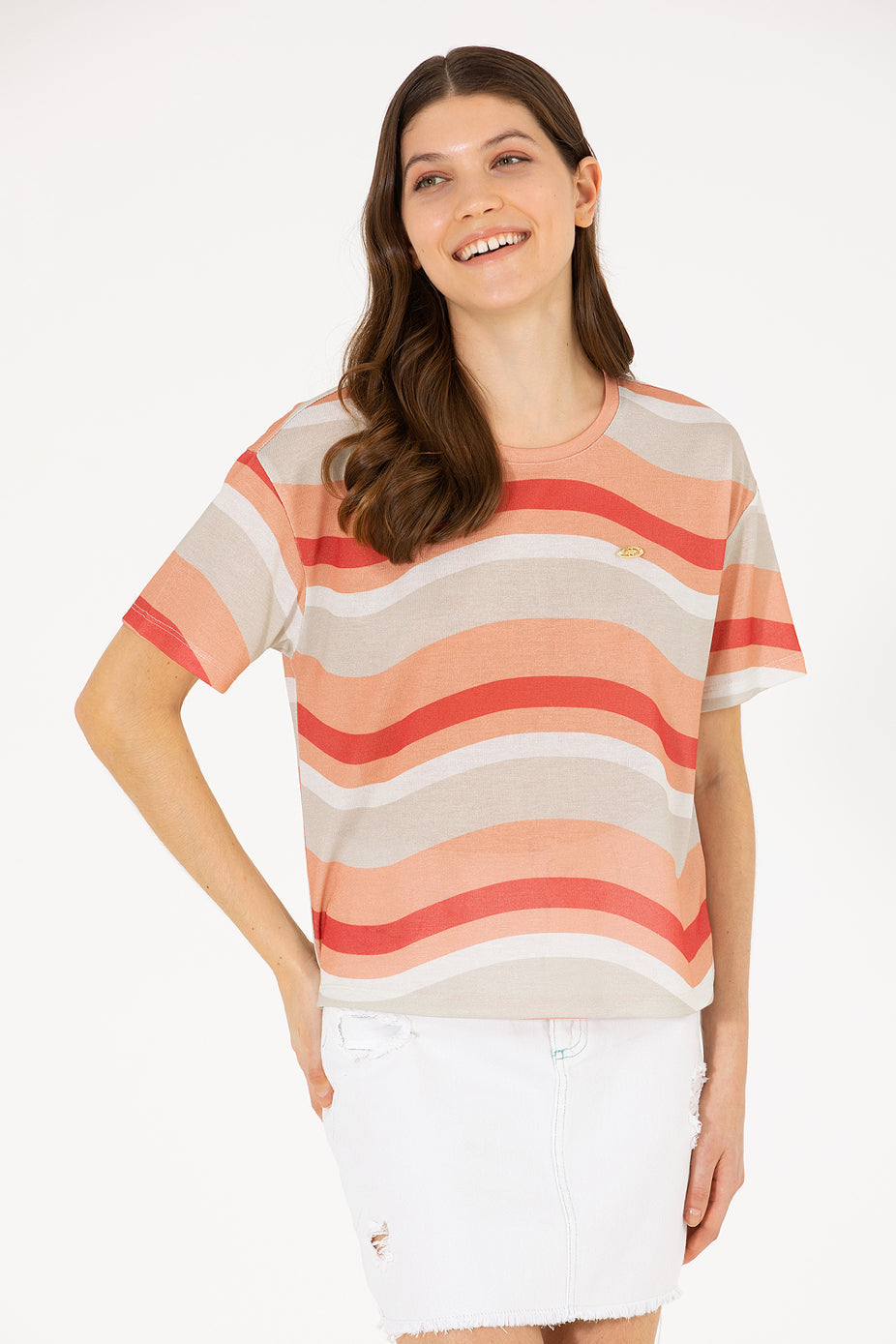 Multi-Color Striped Short Sleeve T-Shirt