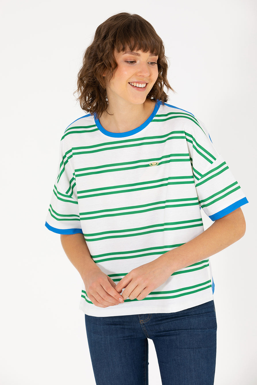 Oversized Striped Short Sleeve T-Shirt