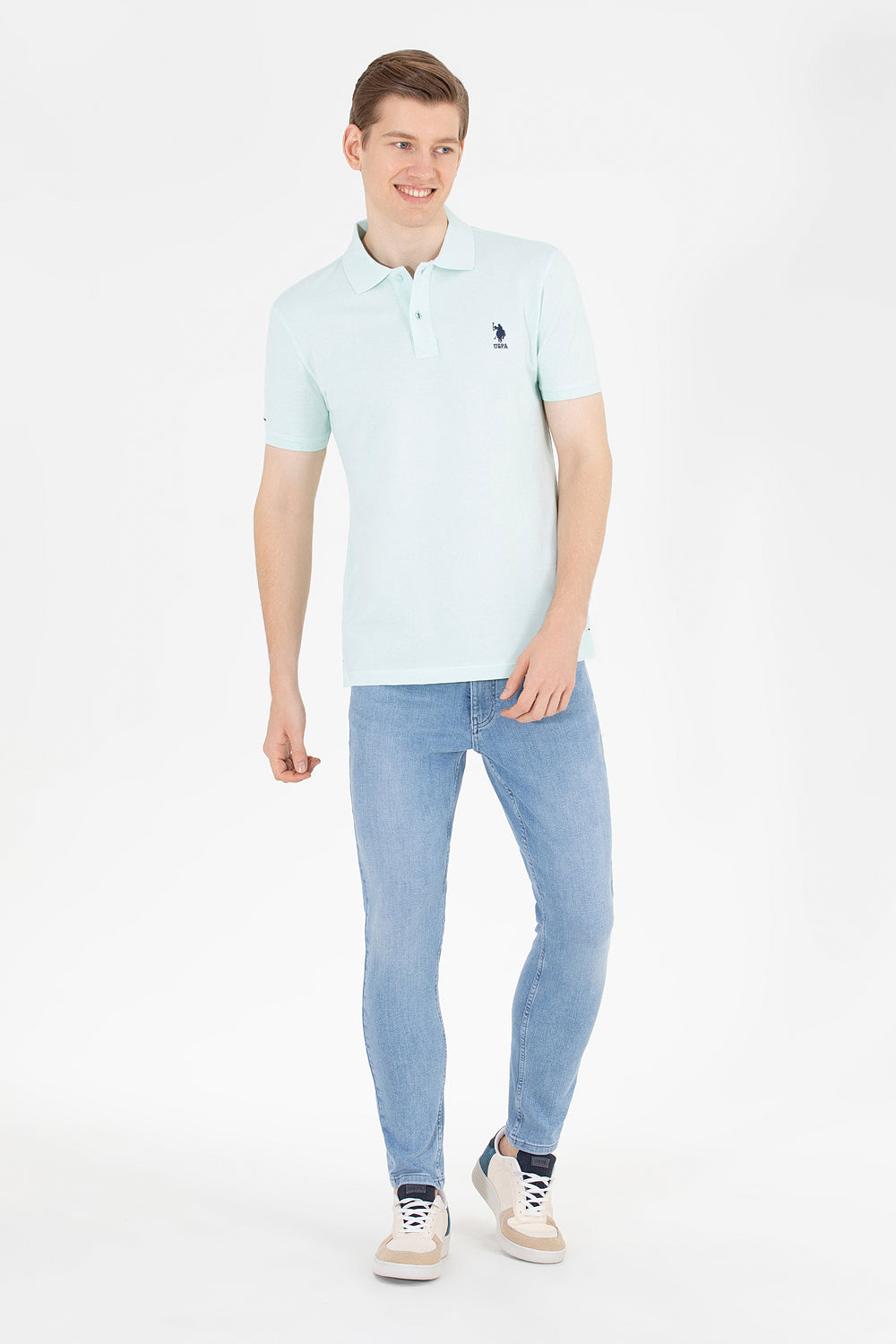 Pale Blue Short Sleeve Polo Shirt