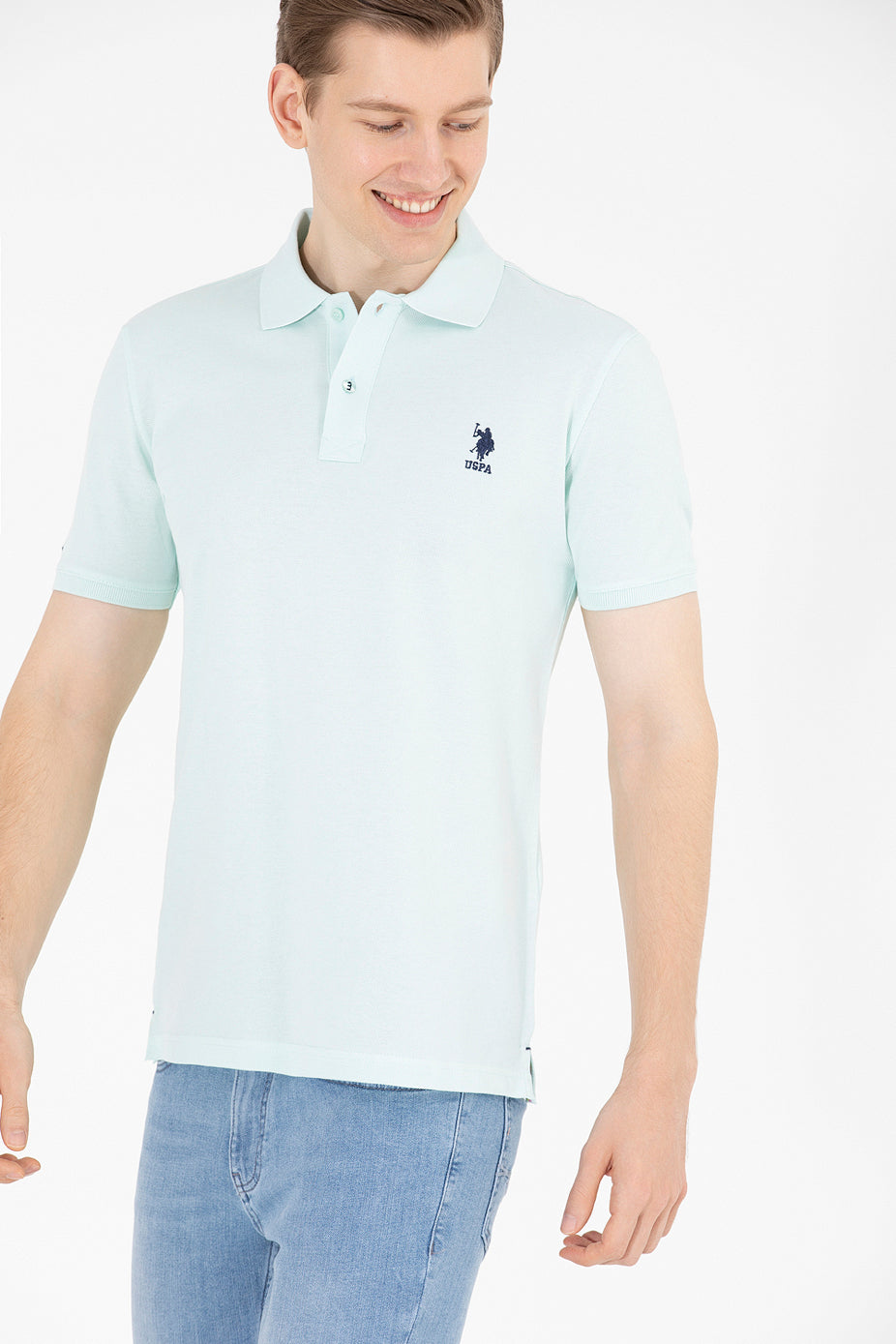 Pale Blue Short Sleeve Polo Shirt